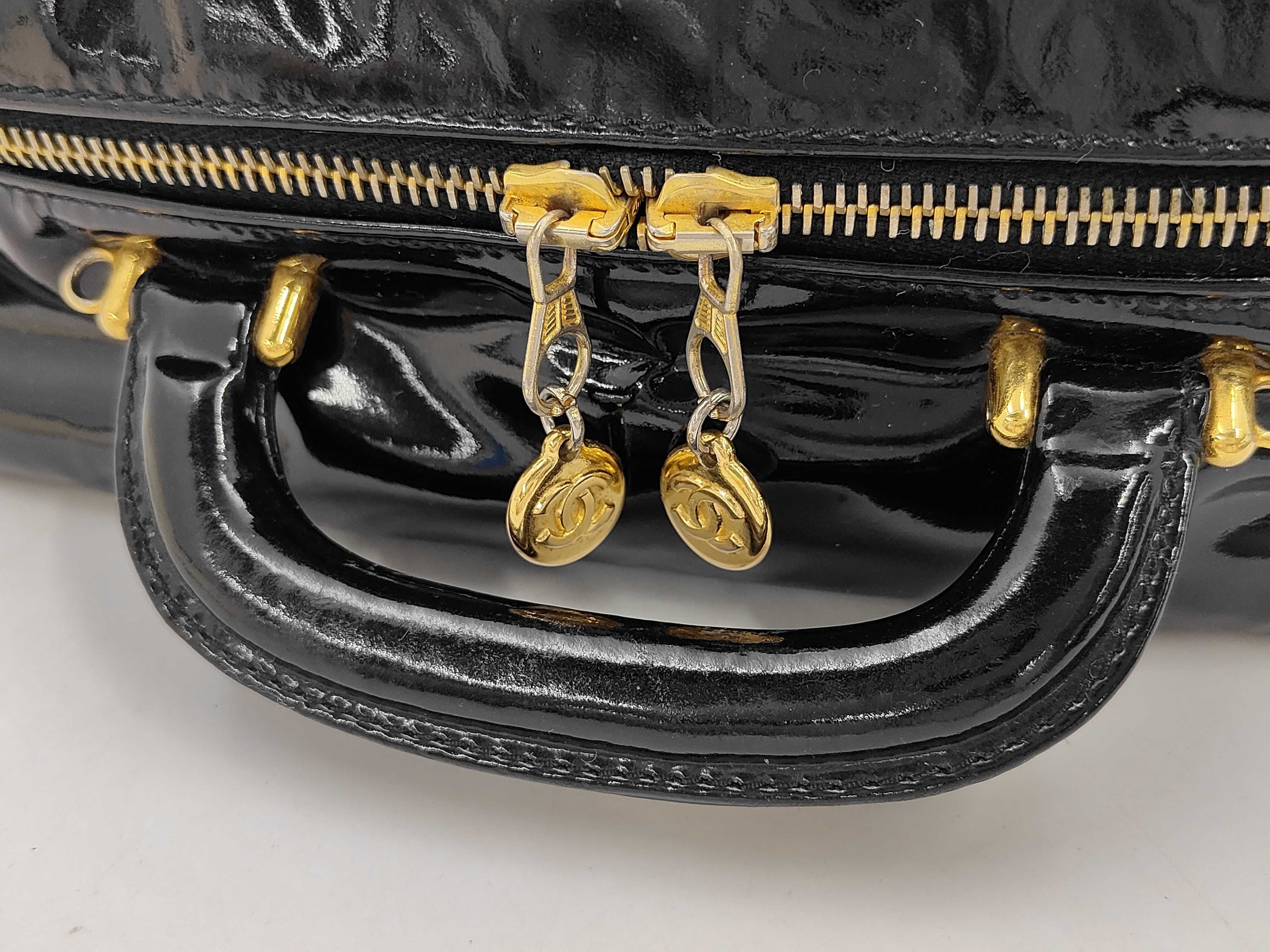 Coco Mark Enamel Vanity Bag, 2-Way, Black with Gold Hardware, 4476589 A07061 Vanity Bag — view 3