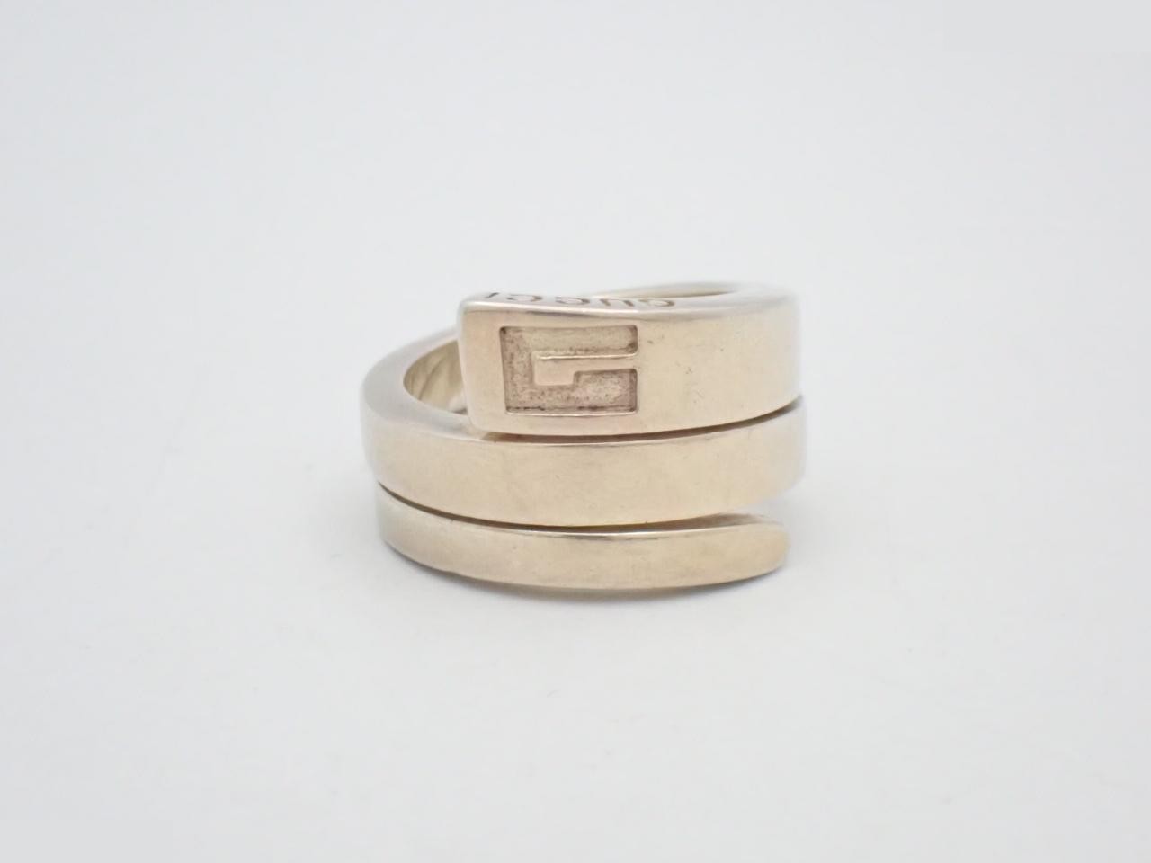 G Logo Snake Ring, 925 Sterling Silver, 10.7g, Stamped "9", Actual Size #7.5
