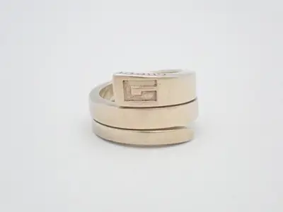 G Logo Snake Ring, 925 Sterling Silver, 10.7g, Stamped "9", Actual Size #7.5