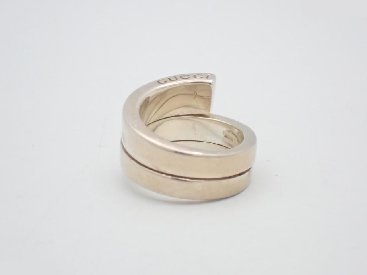 G Logo Snake Ring, 925 Sterling Silver, 10.7g, Stamped "9", Actual Size #7.5 — view 2