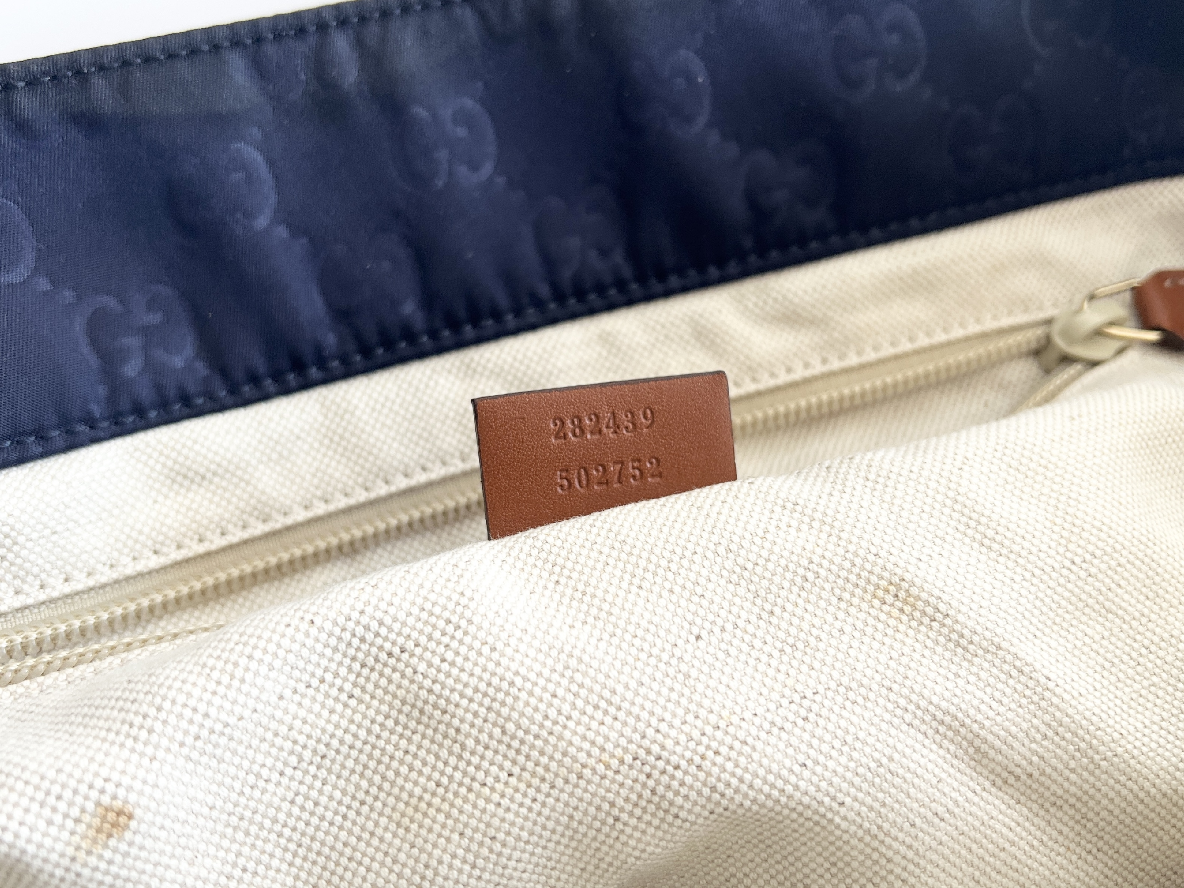 GG Logo Nylon Leather Handbag Tote Bag — view 7