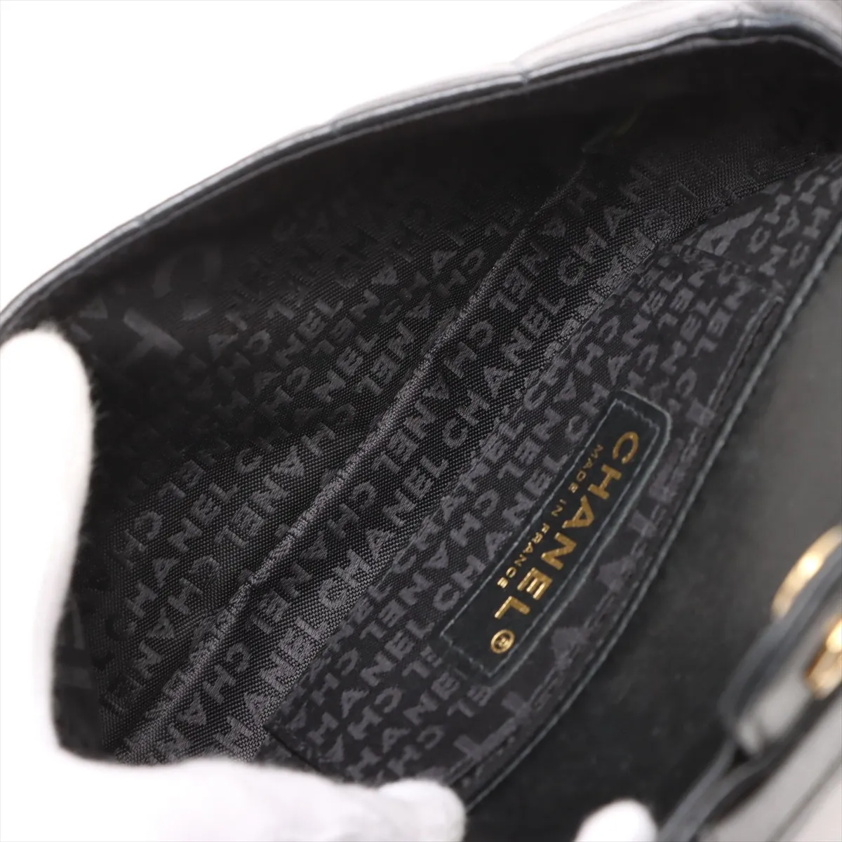 Chocolate Bar Lambskin Chain Shoulder Bag Camellia Black Gold Hardware 9364422 No. 9 — view 6