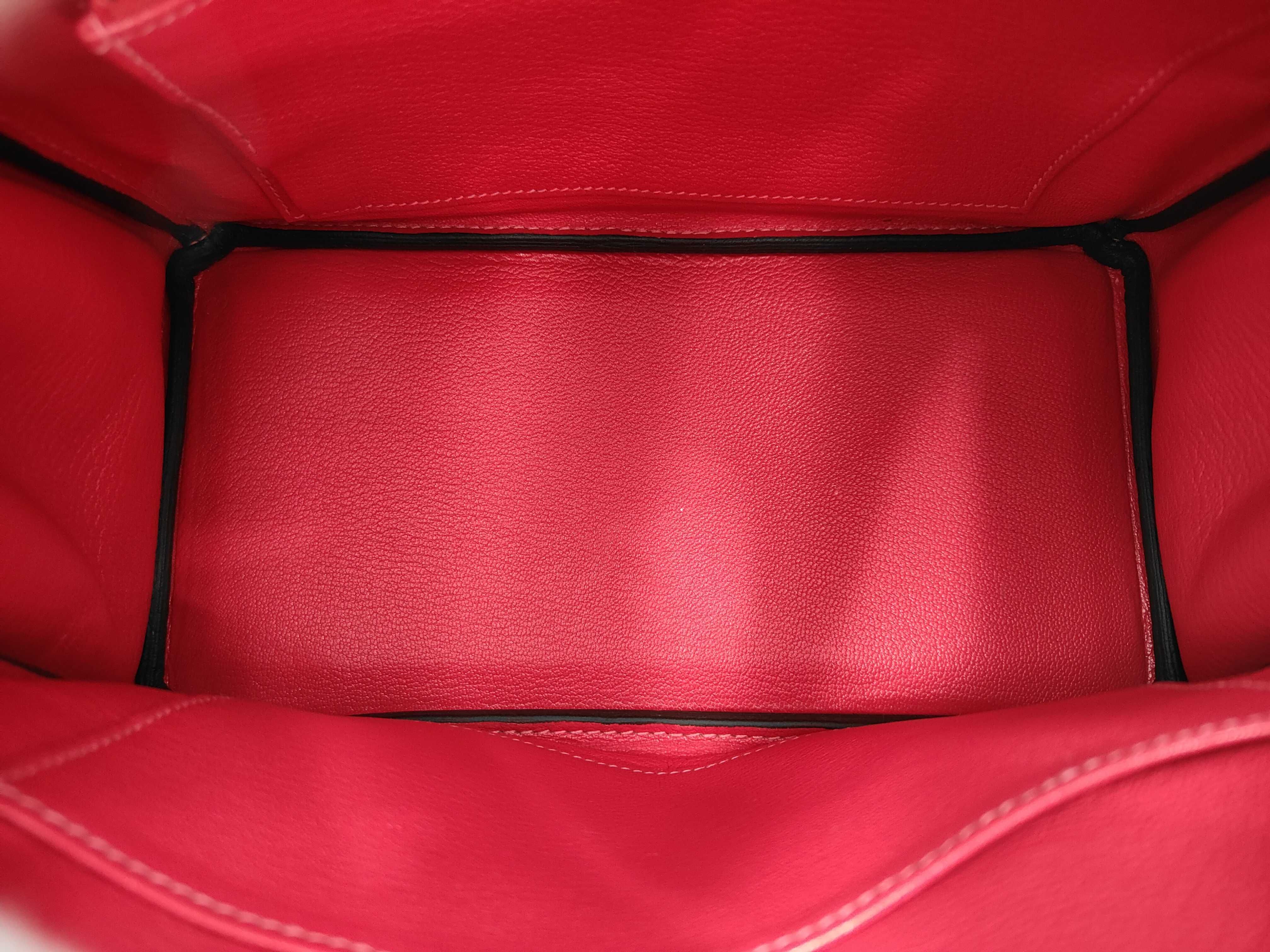 Birkin 25 handbag, beige with red interior, silver hardware, U stamp. — view 8