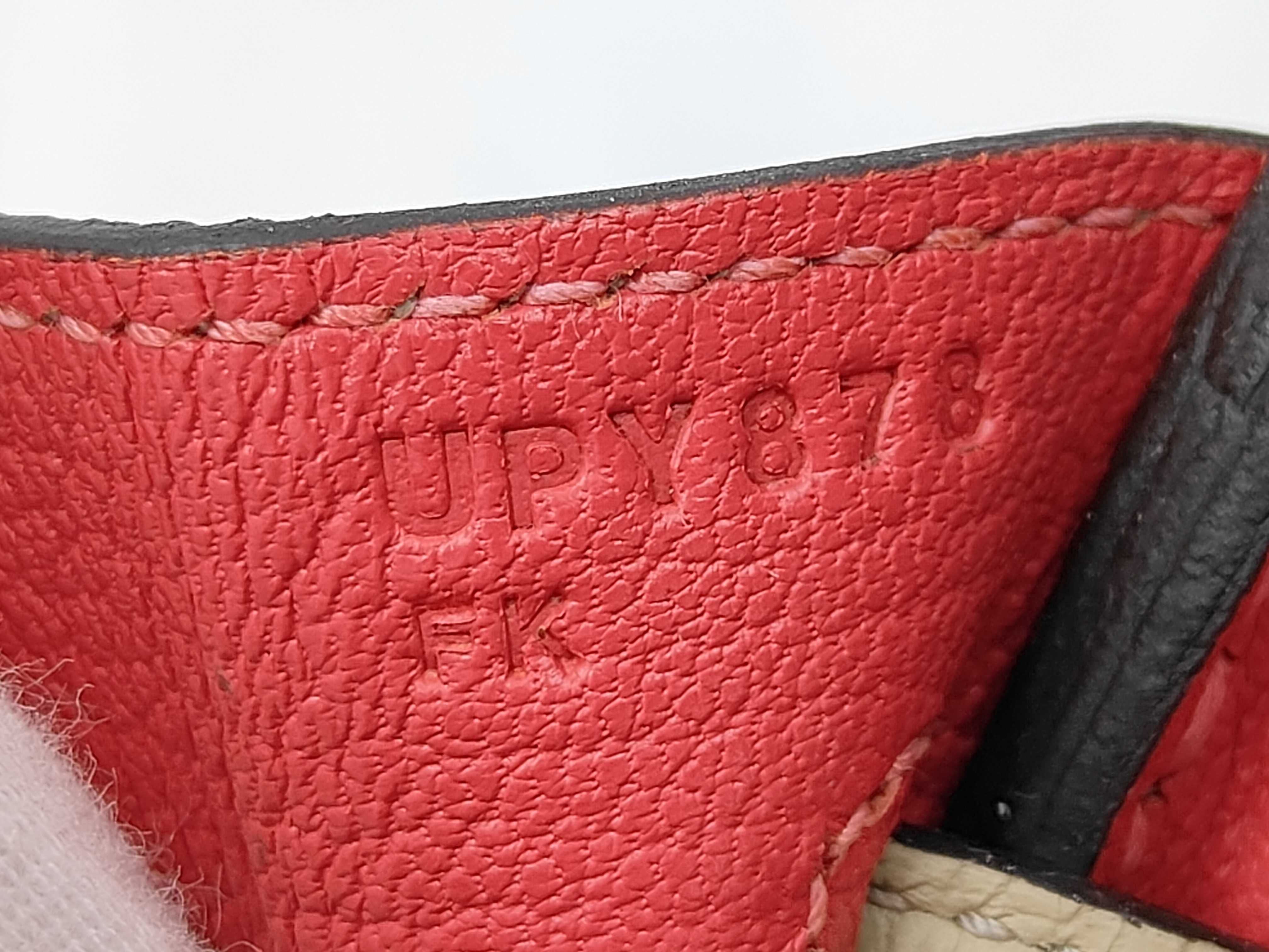 Birkin 25 handbag, beige with red interior, silver hardware, U stamp. — view 10
