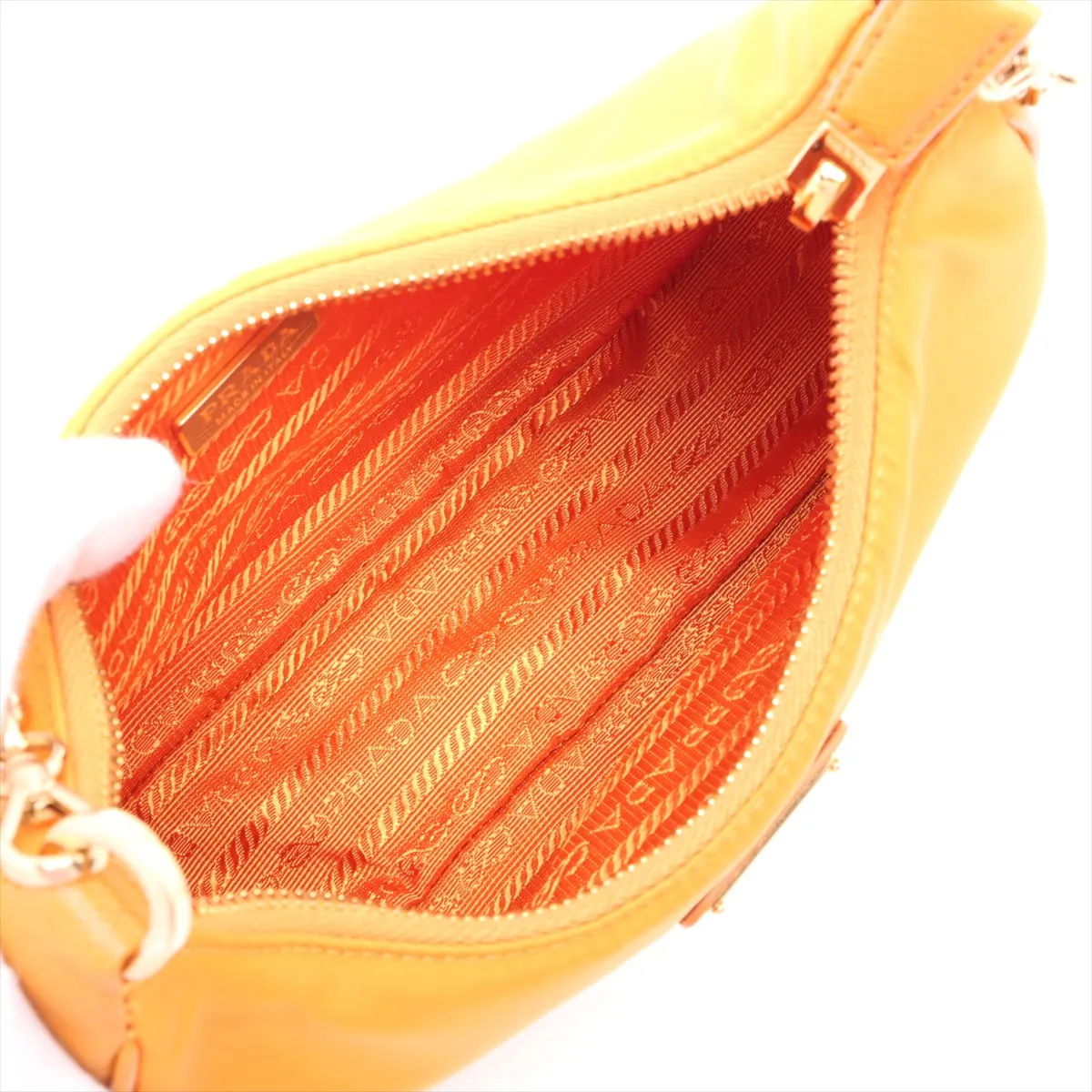 Tessuto Nylon x Leather 2-Way Shoulder Bag, Orange — view 8