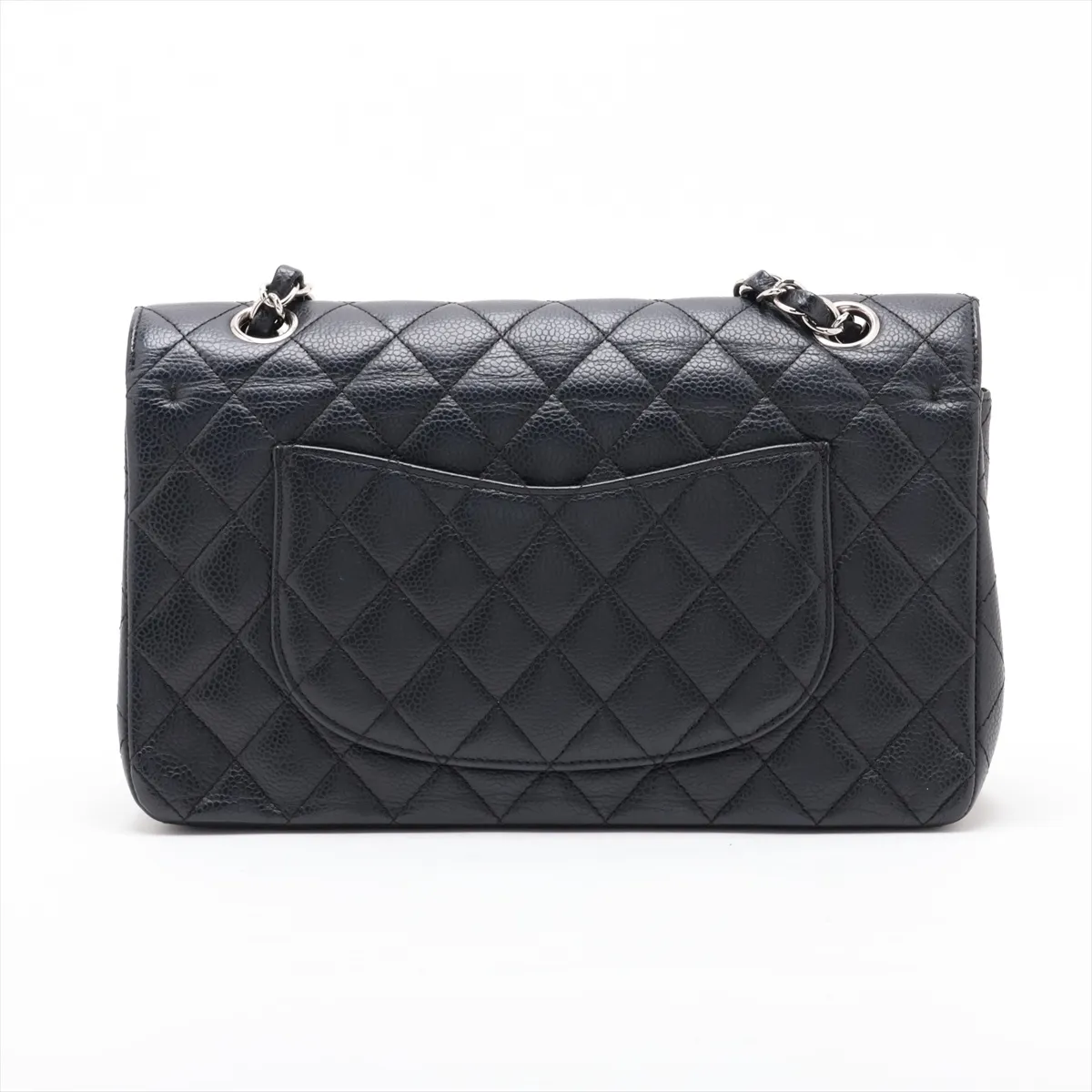 [Individually packaged] Chanel Matelassé 25 Caviar Skin Double Flap Double Chain Bag, Black with Silver Hardware, 12020760, Series 12, A01112 — view 2