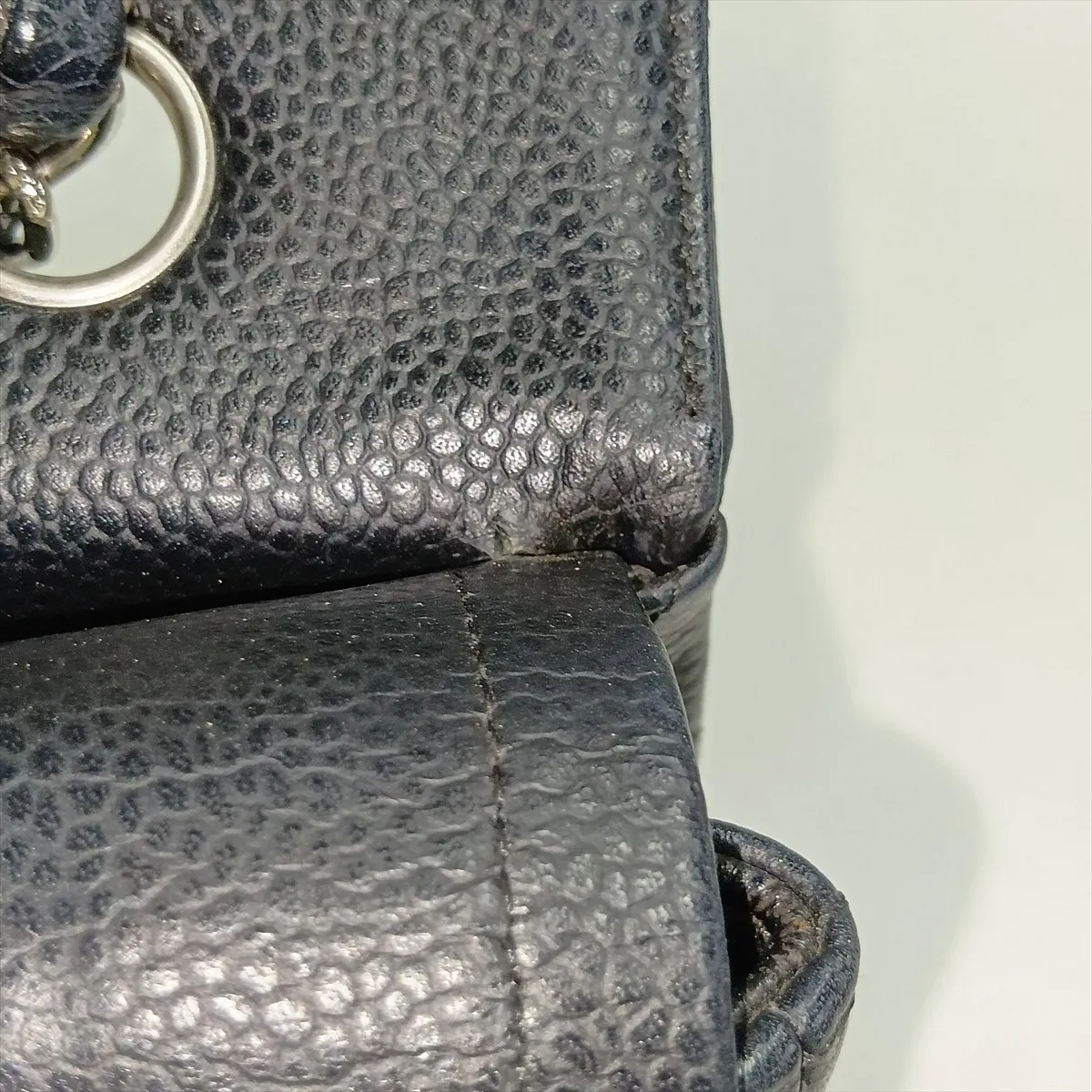 [Individually packaged] Chanel Matelassé 25 Caviar Skin Double Flap Double Chain Bag, Black with Silver Hardware, 12020760, Series 12, A01112 — view 13