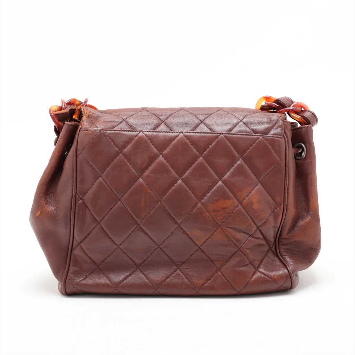 Matelassé Lambskin Chain Shoulder Bag, Tortoiseshell Brown with Gold Hardware, Item No. 3446722 (Serial No. 3) — view 2