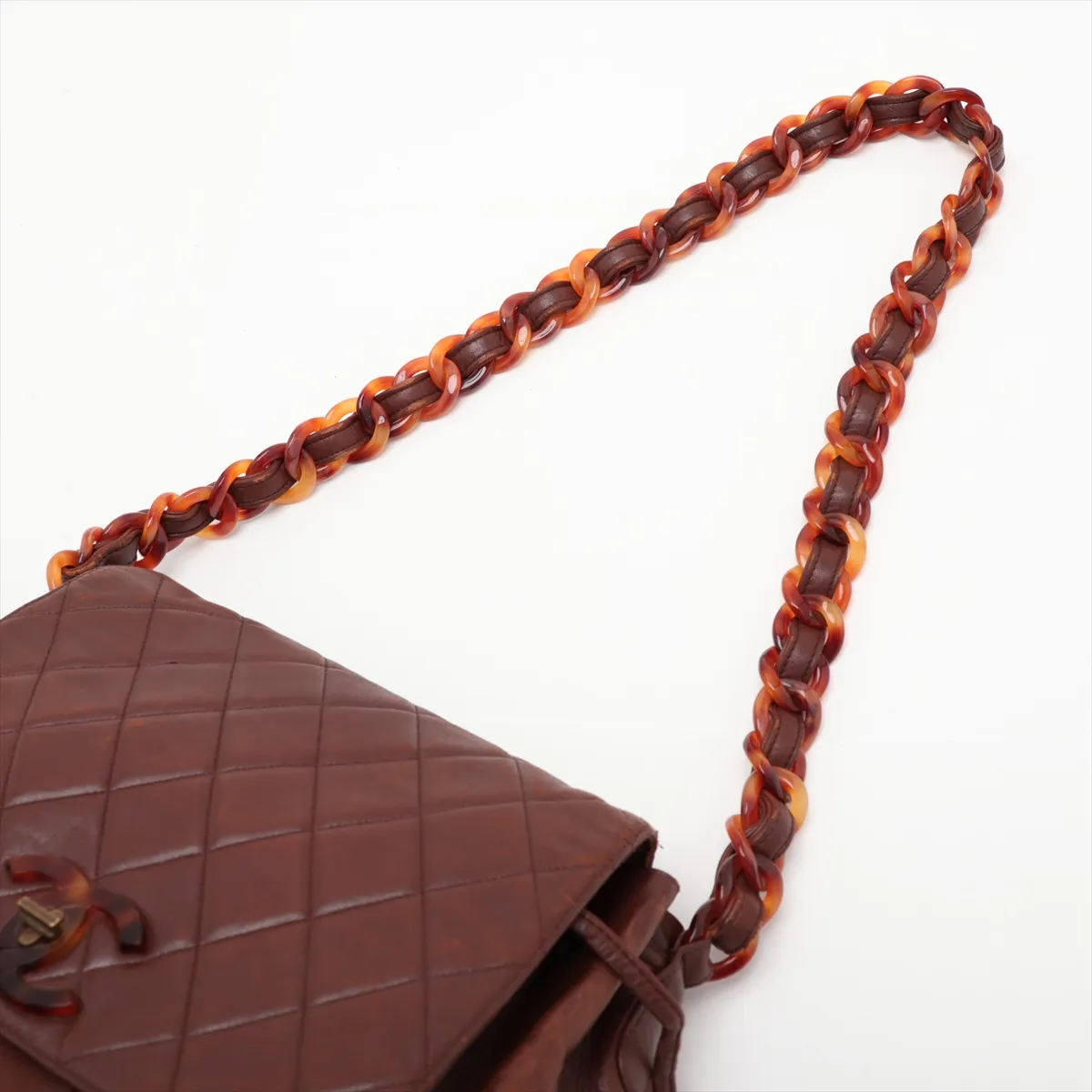 Matelassé Lambskin Chain Shoulder Bag, Tortoiseshell Brown with Gold Hardware, Item No. 3446722 (Serial No. 3) — view 5