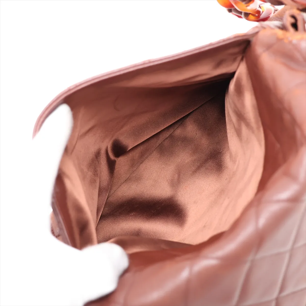 Matelassé Lambskin Chain Shoulder Bag, Tortoiseshell Brown with Gold Hardware, Item No. 3446722 (Serial No. 3) — view 9