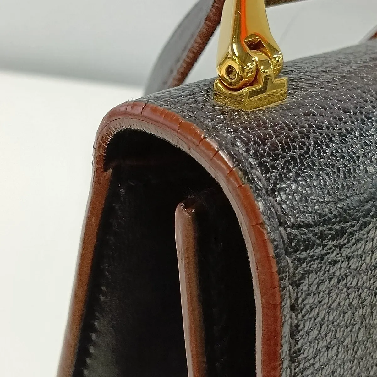 Lady Madras Leather x Rhinestone Shoulder Bag, Black — view 12