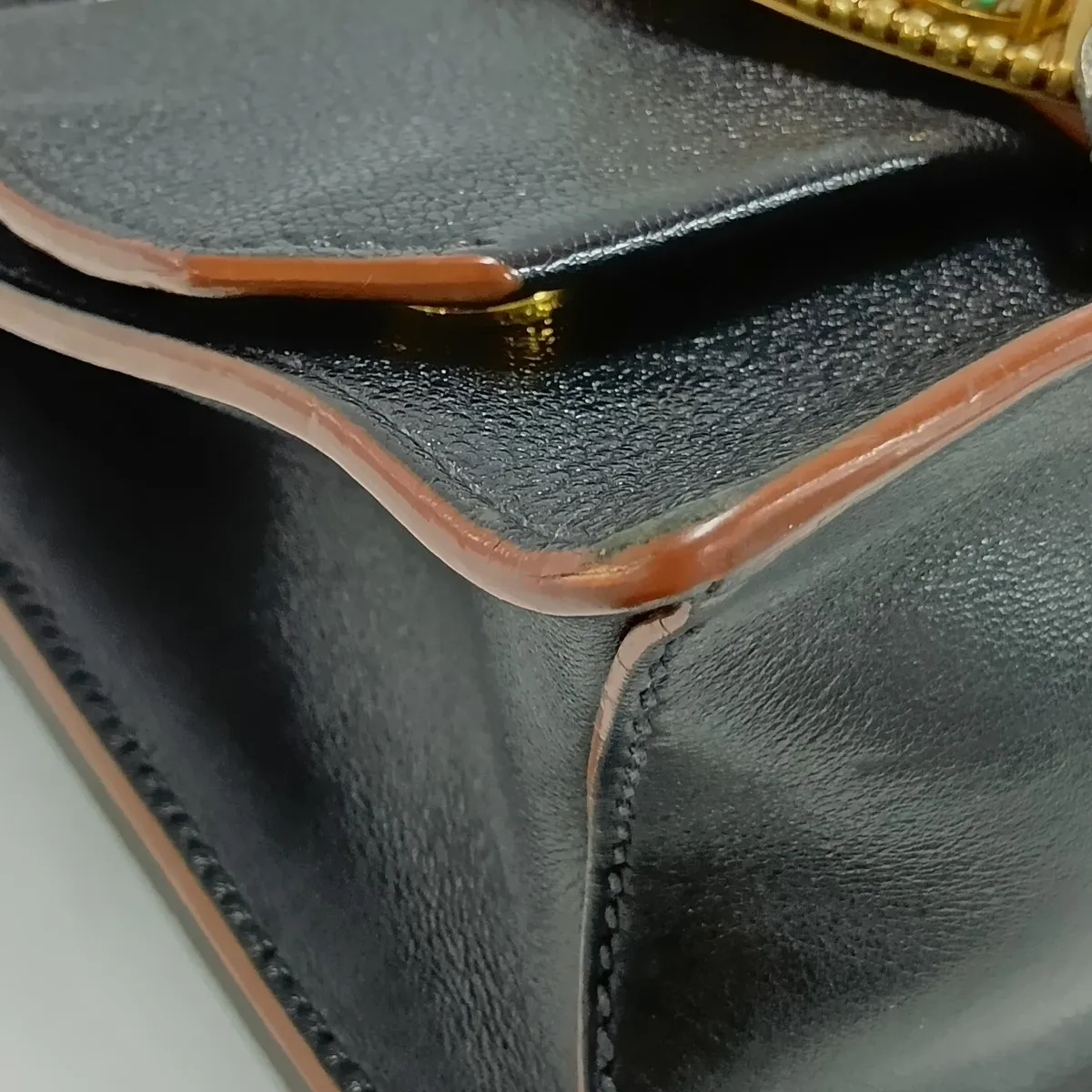 Lady Madras Leather x Rhinestone Shoulder Bag, Black — view 13
