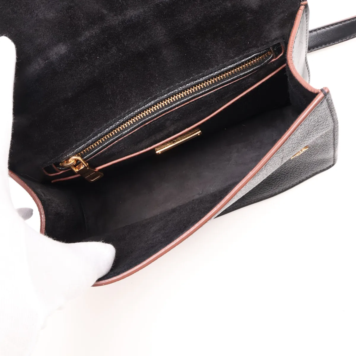 Lady Madras Leather x Rhinestone Shoulder Bag, Black — view 6