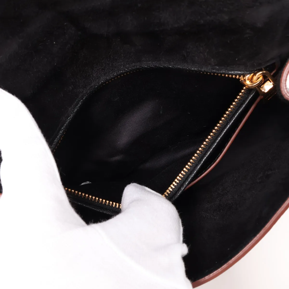Lady Madras Leather x Rhinestone Shoulder Bag, Black — view 8