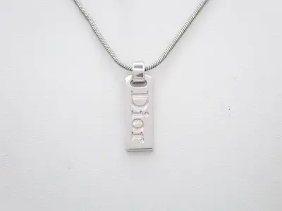 Logo silver necklace, chain approximately 44cm