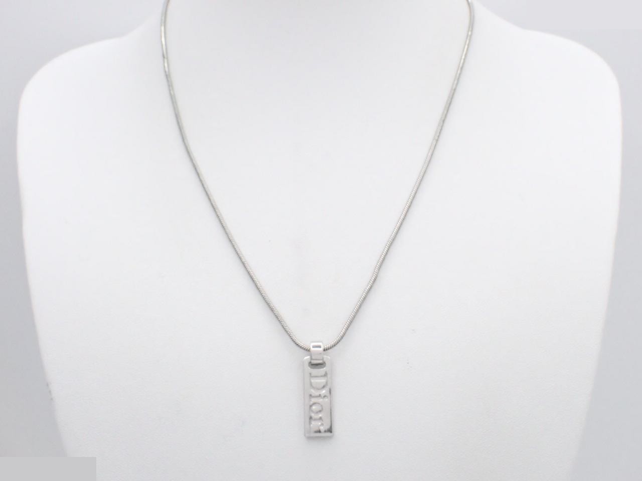 Logo silver necklace, chain approximately 44cm — view 3