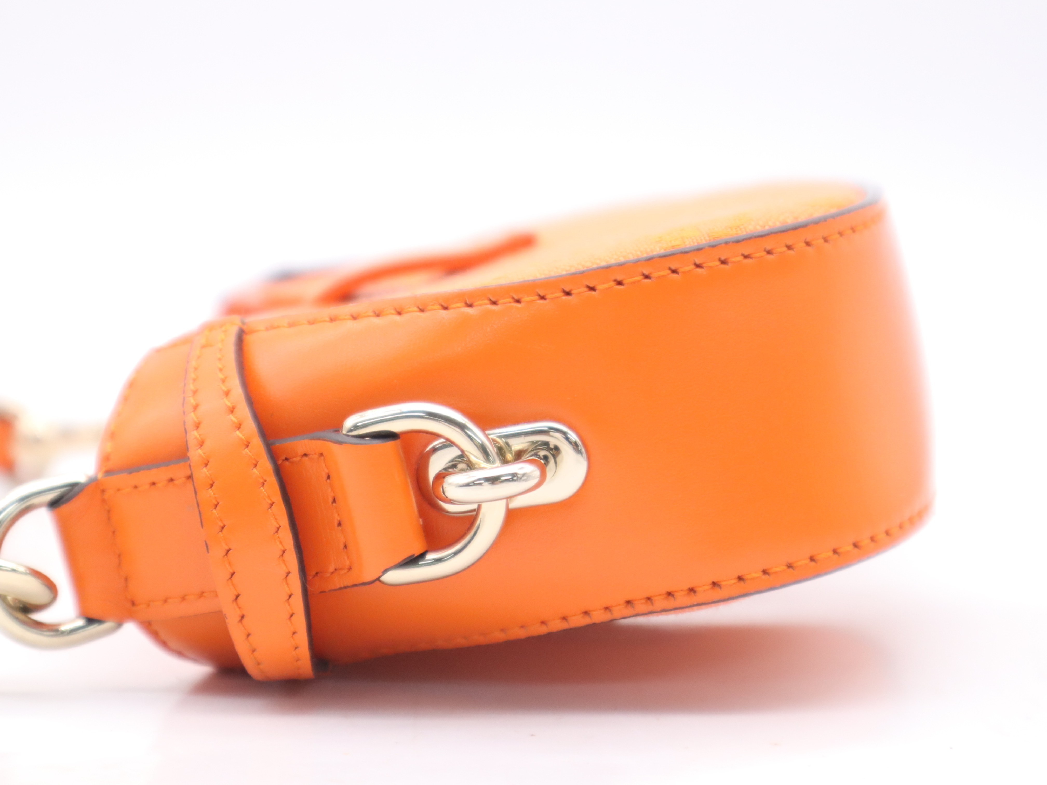 786035GG Canvas Moon Side Shoulder Bag with Strap and Dust Bag, Orange — view 3