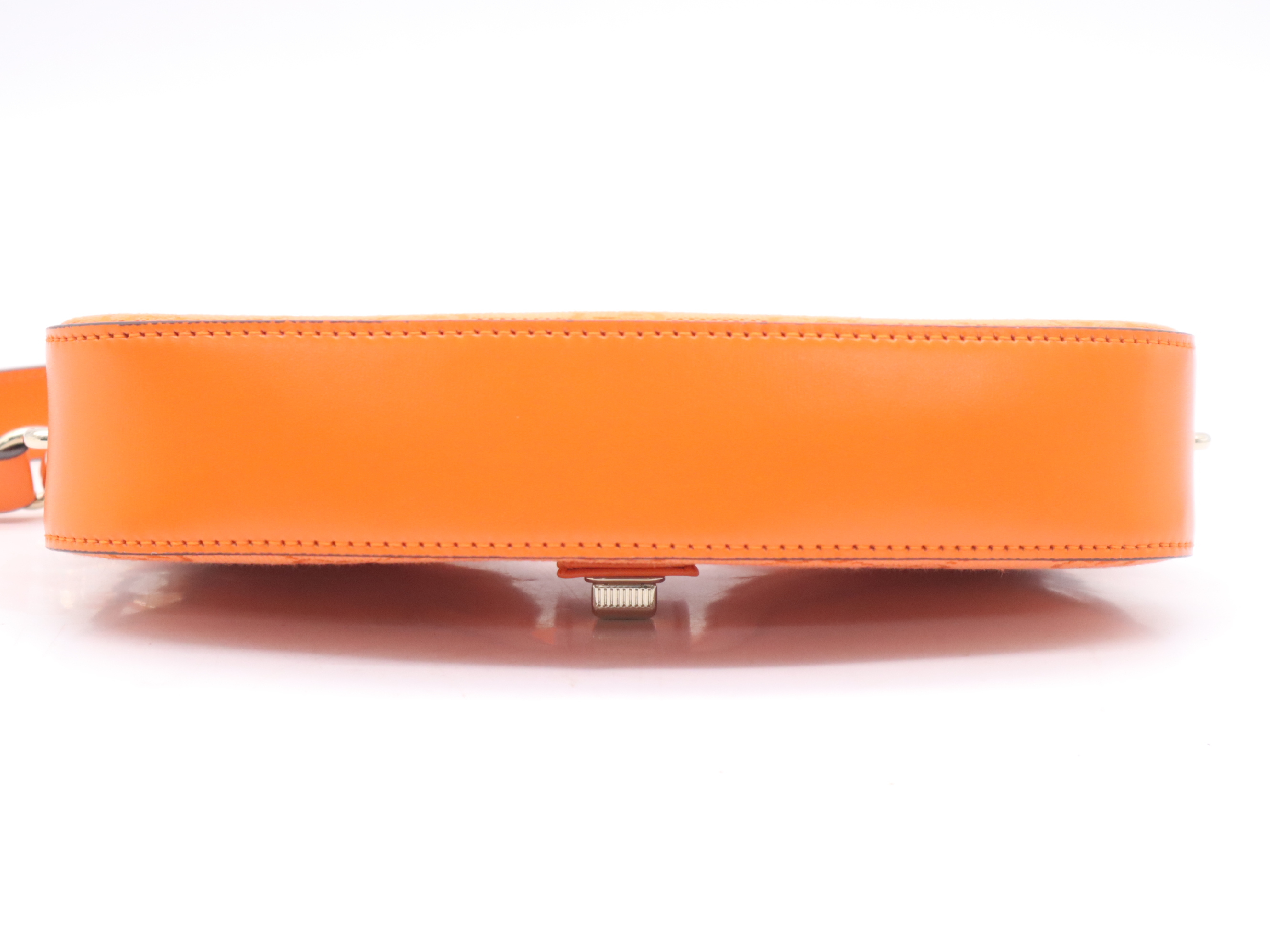 786035GG Canvas Moon Side Shoulder Bag with Strap and Dust Bag, Orange — view 4