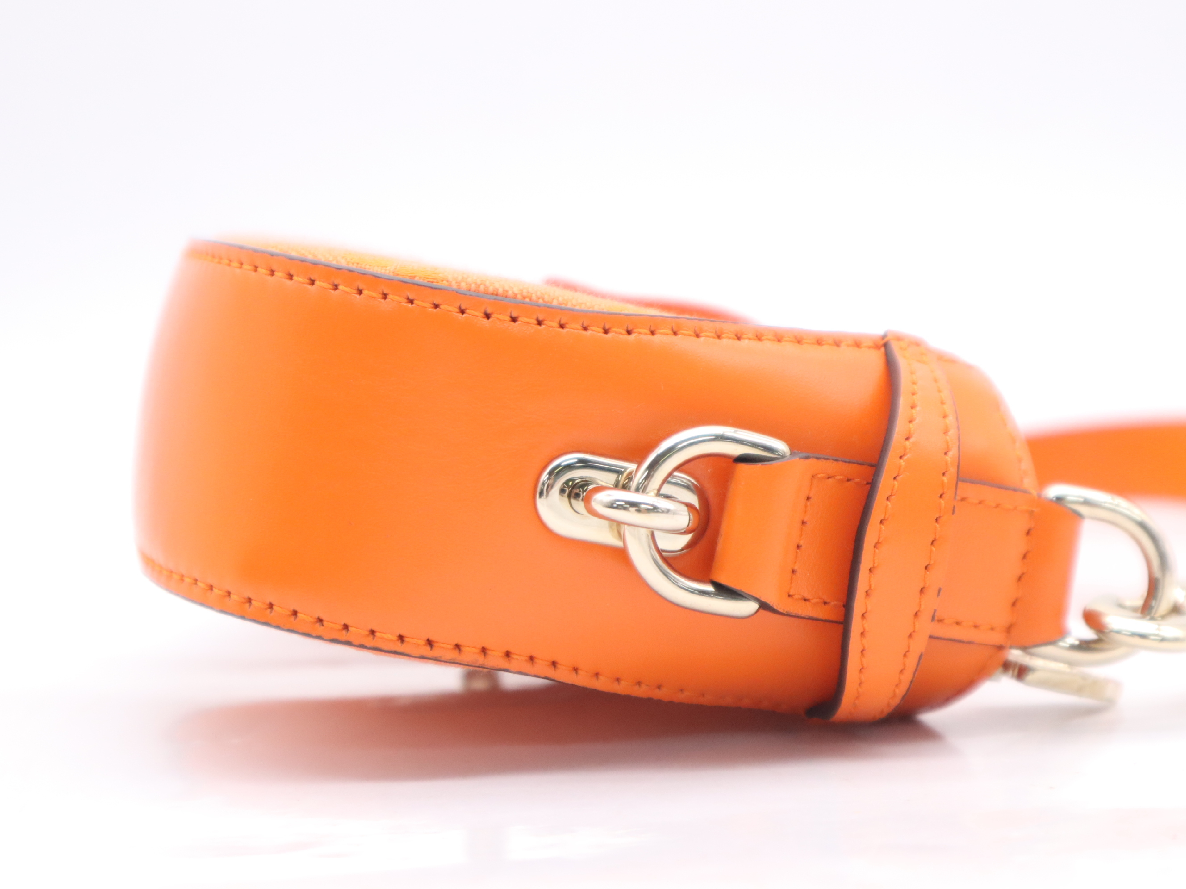 786035GG Canvas Moon Side Shoulder Bag with Strap and Dust Bag, Orange — view 5