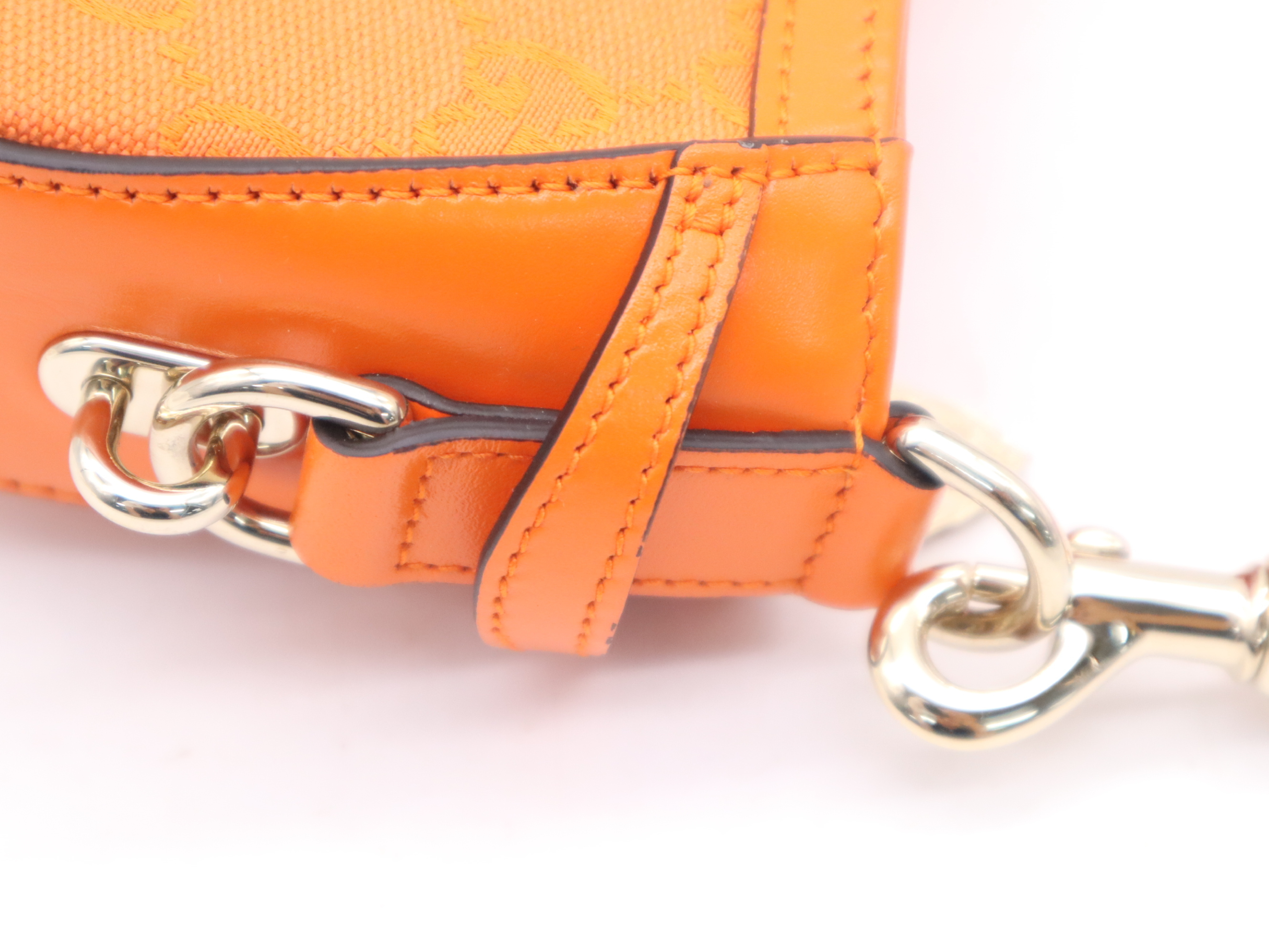 786035GG Canvas Moon Side Shoulder Bag with Strap and Dust Bag, Orange — view 6