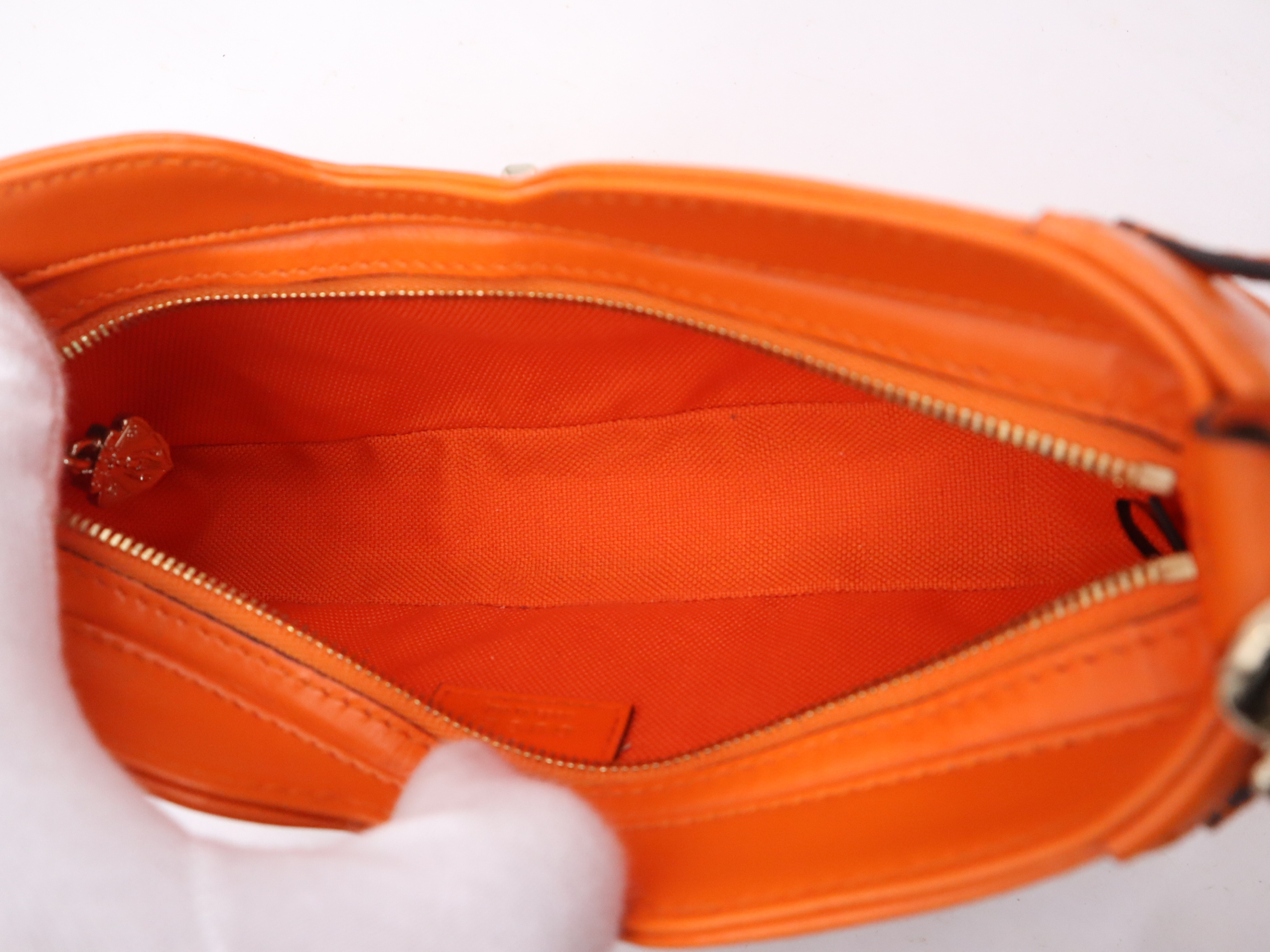 786035GG Canvas Moon Side Shoulder Bag with Strap and Dust Bag, Orange — view 9