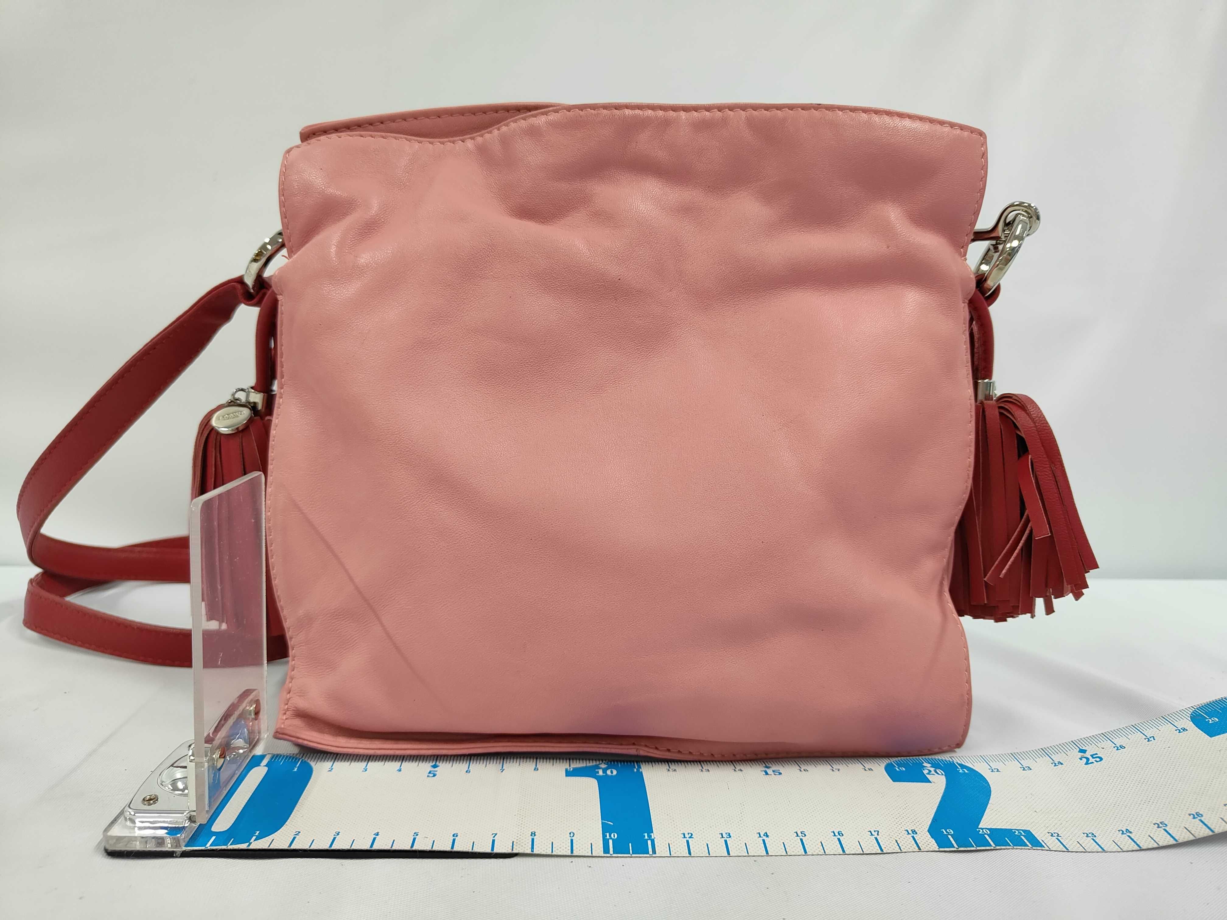 Flamenco Shoulder Bag, Tassel, Leather, Bicolor, Pink and Red Shoulder Bag — view 2