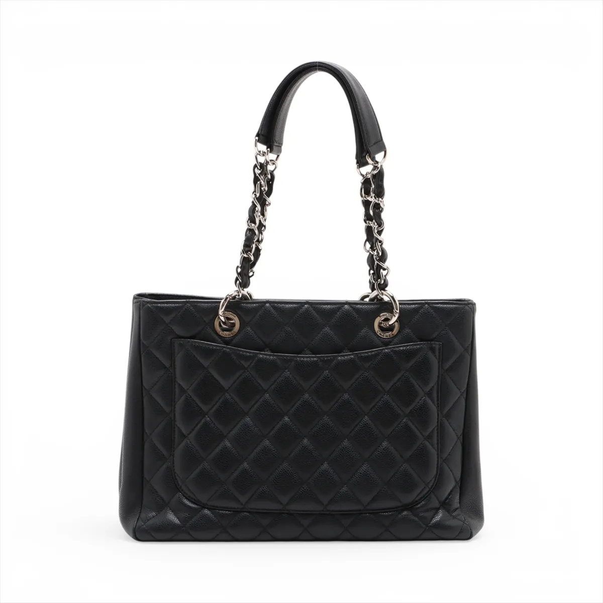 GST Caviar Skin Chain Tote Bag, Black with Silver Hardware, 13555207, serial number in the 13 range. — view 2