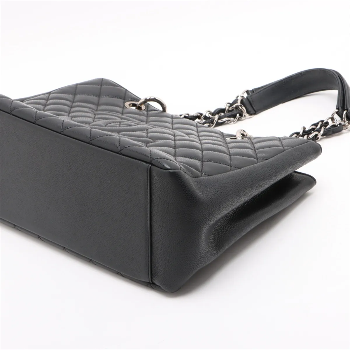 GST Caviar Skin Chain Tote Bag, Black with Silver Hardware, 13555207, serial number in the 13 range. — view 3
