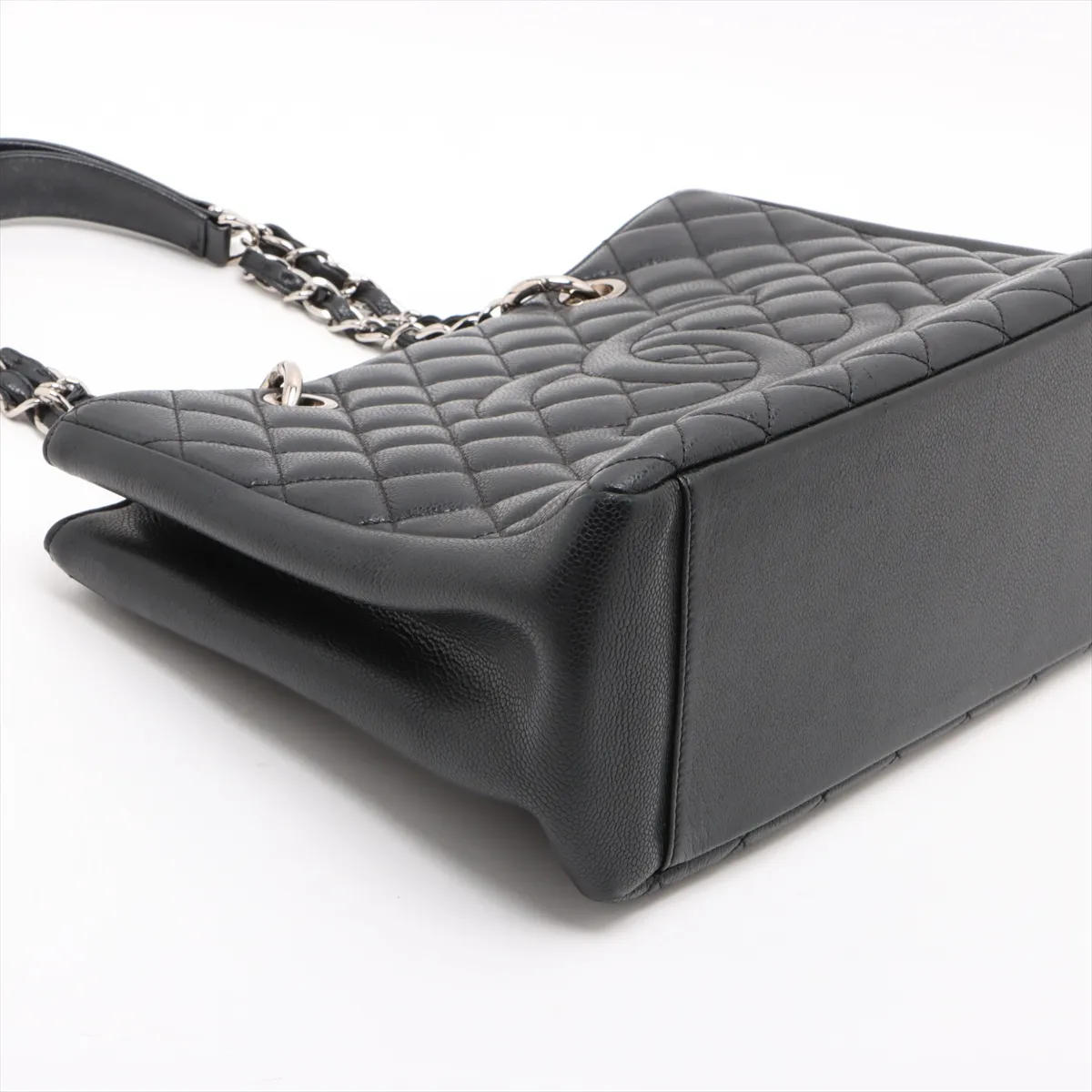 GST Caviar Skin Chain Tote Bag, Black with Silver Hardware, 13555207, serial number in the 13 range. — view 4