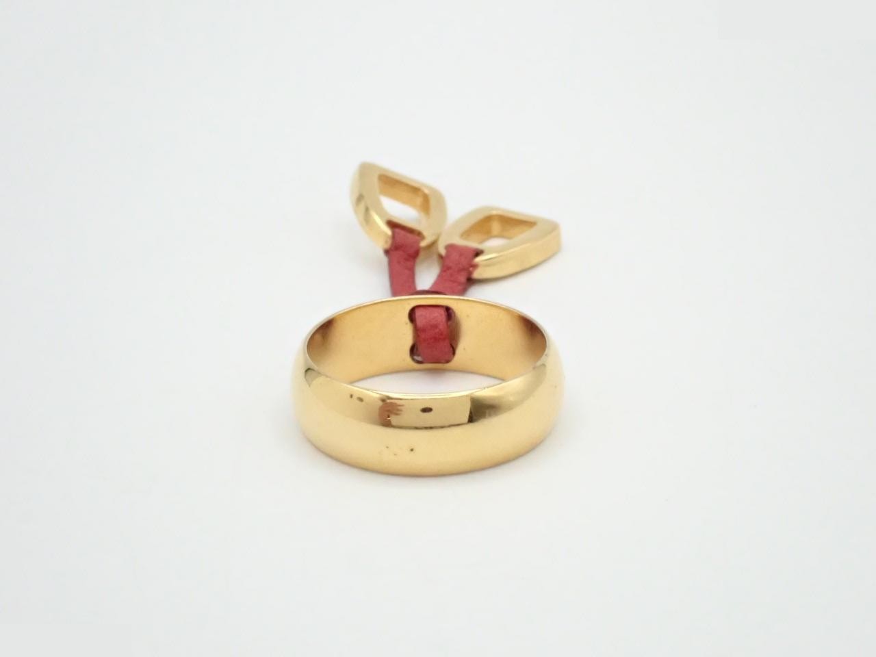 Other lines - Accessories - Gold and Red Leather Scarf — view 2
