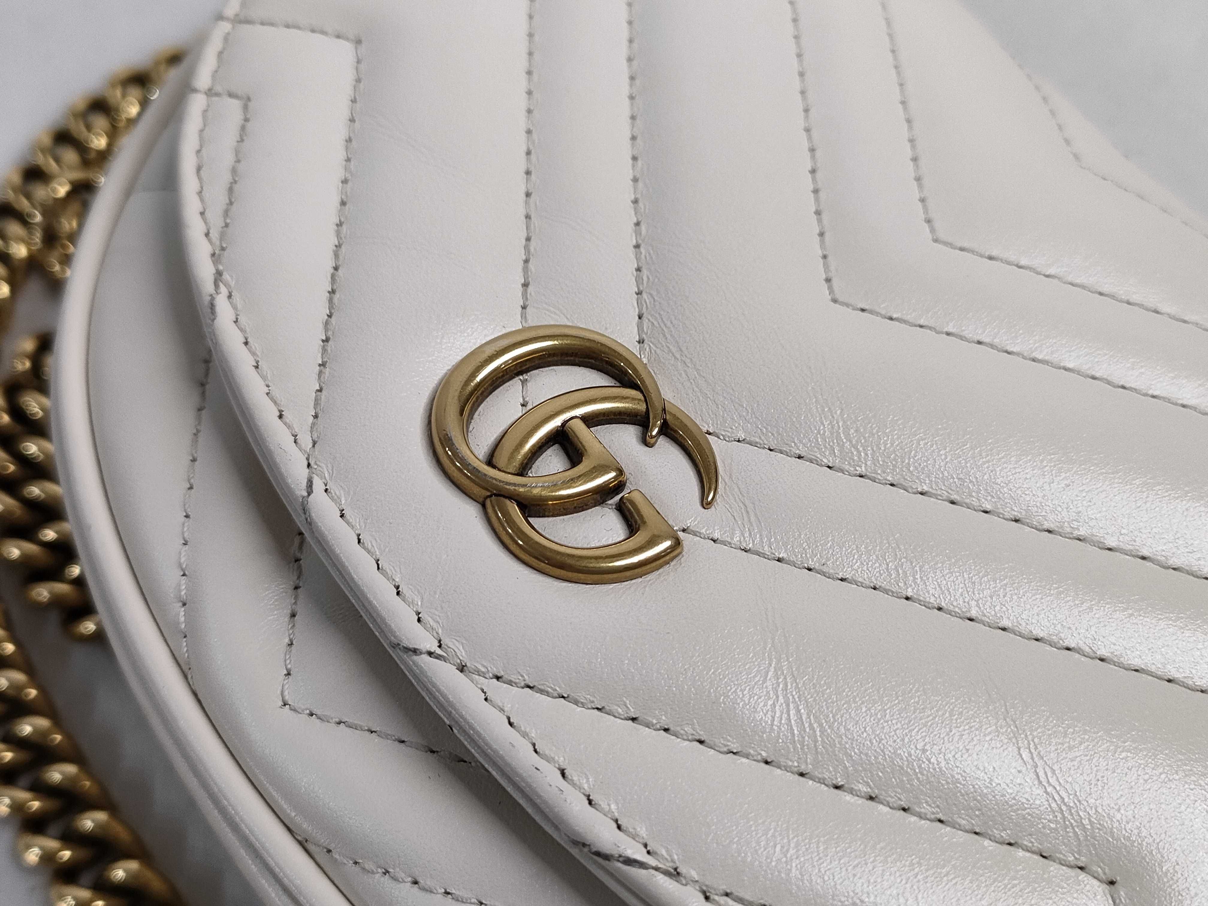 KR- GG Marmont Leather Chain Shoulder Bag White 746431 - Grade B Shoulder Bag — view 14