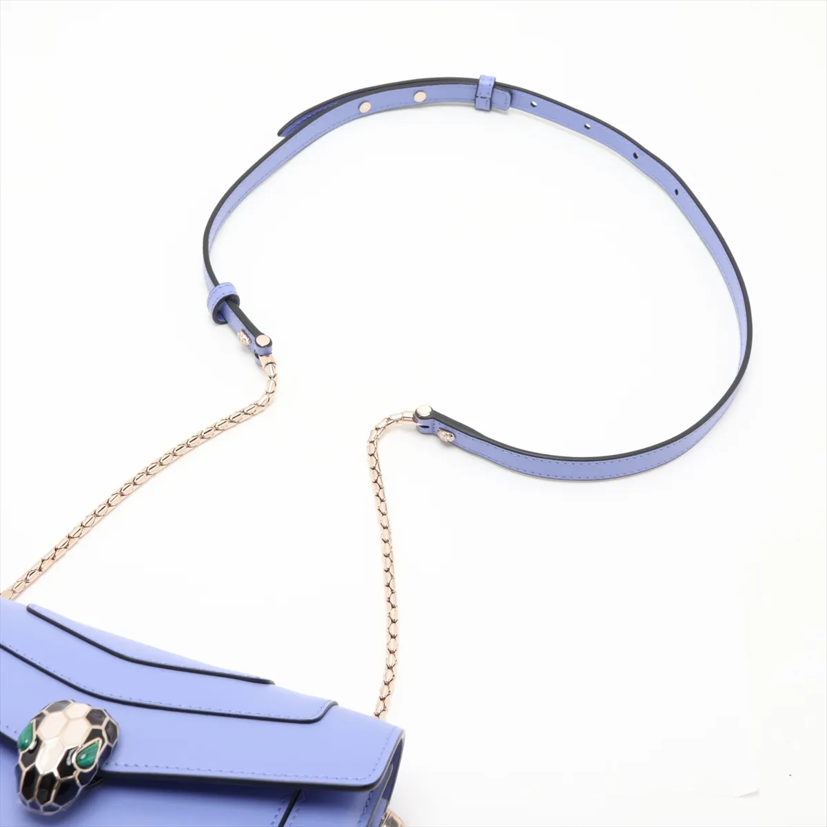 Serpenti Leather Chain Shoulder Bag, Purple, with Mirror — view 5