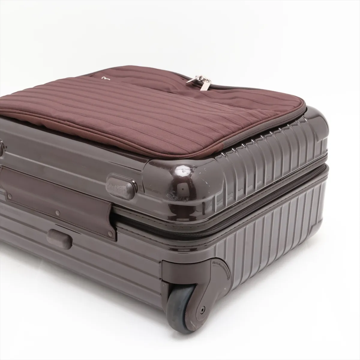 [Individually packaged] Rimowa Salsa Deluxe Polycarbonate x Canvas Carry-on Suitcase, Brown, Combination Lock 000 — view 3