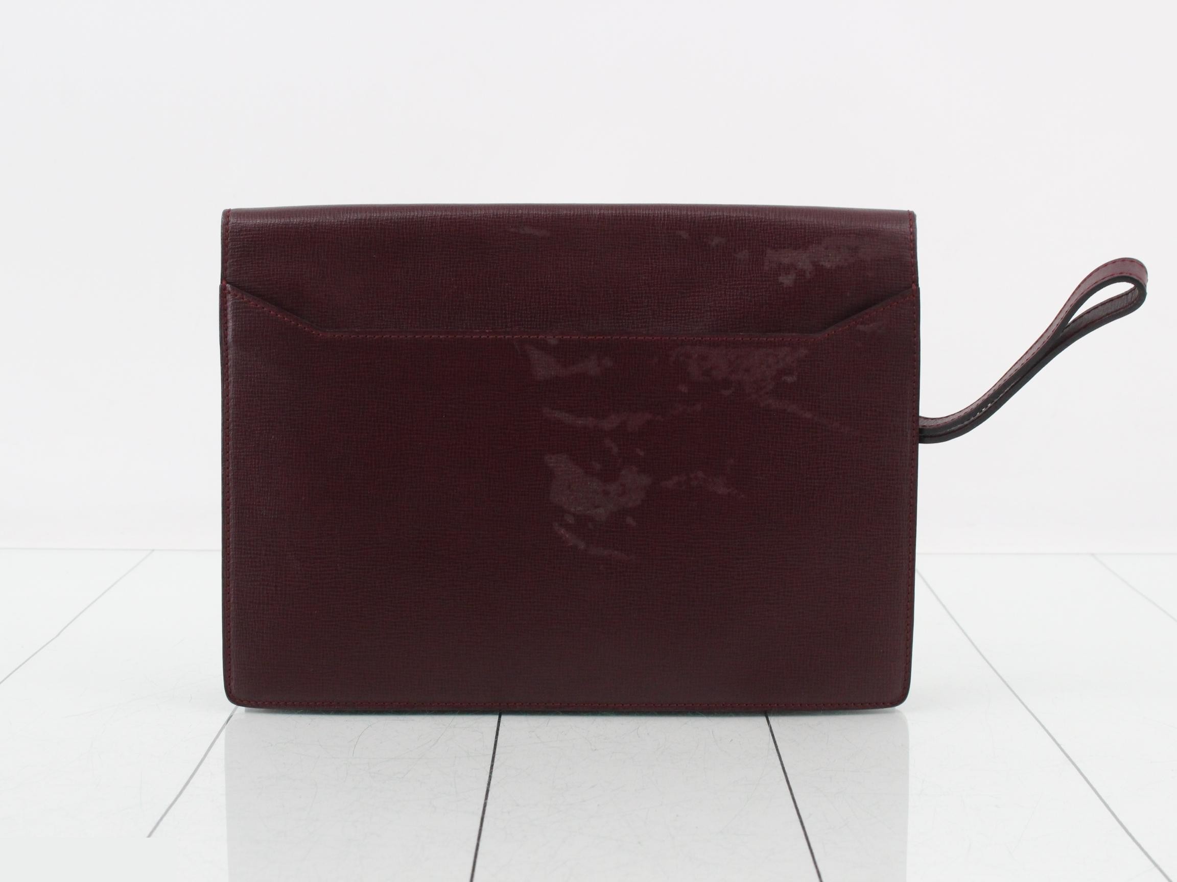 Pasha Leather Clutch Bag, Bordeaux — view 2