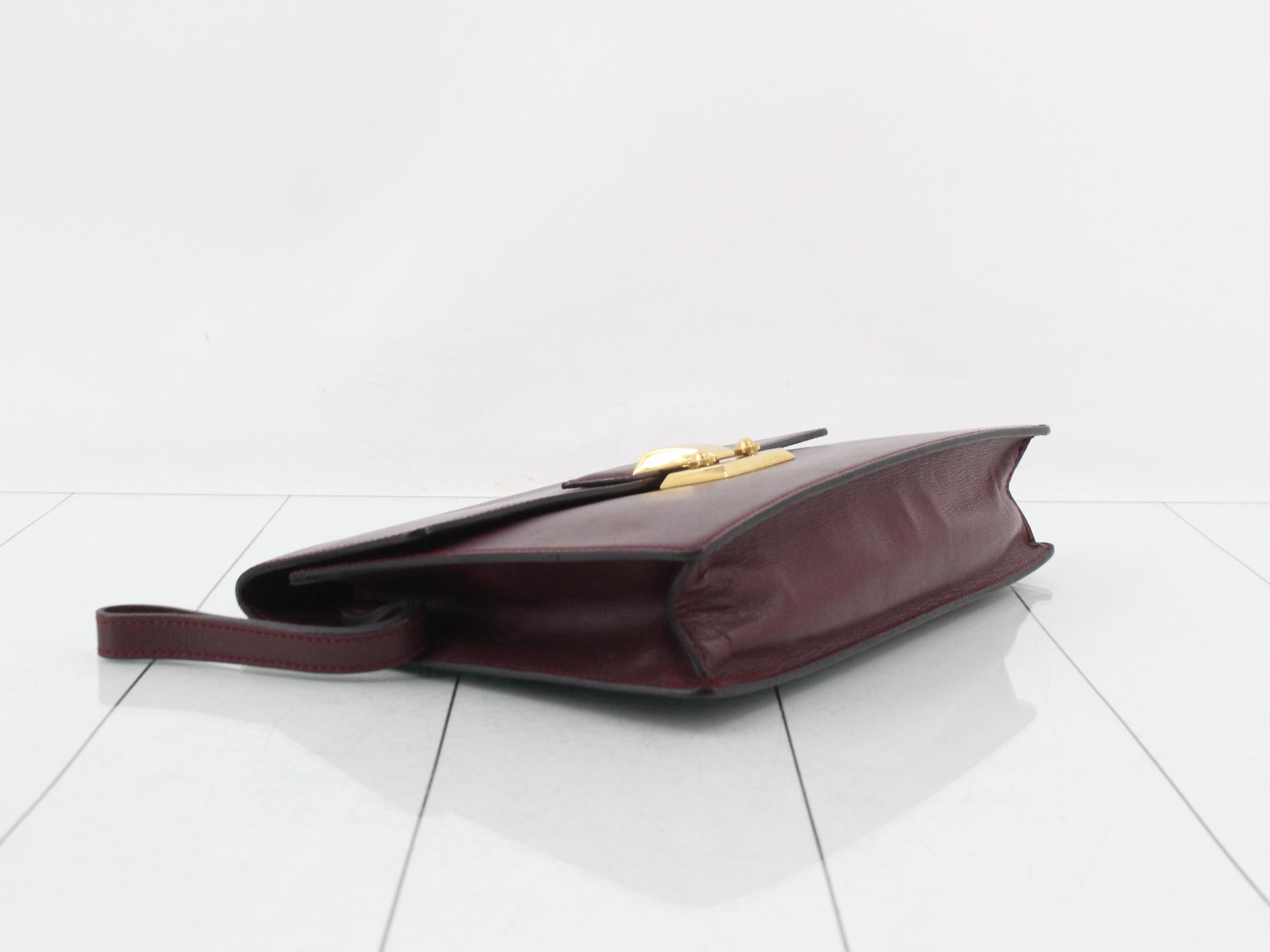Pasha Leather Clutch Bag, Bordeaux — view 5