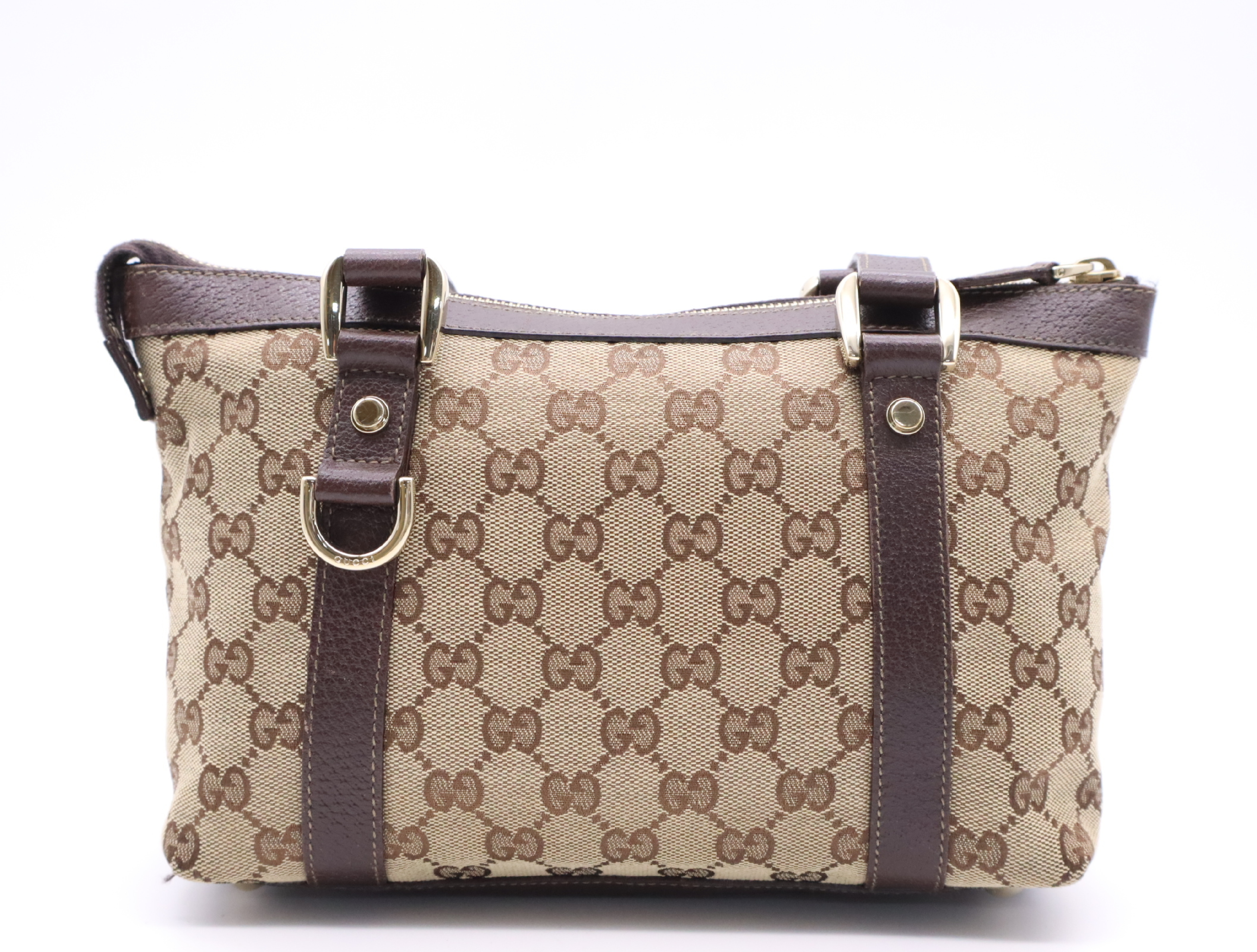 141471 Canvas x Leather GG Canvas Tote Bag Brown Gold Hardware with Dust Bag — view 2