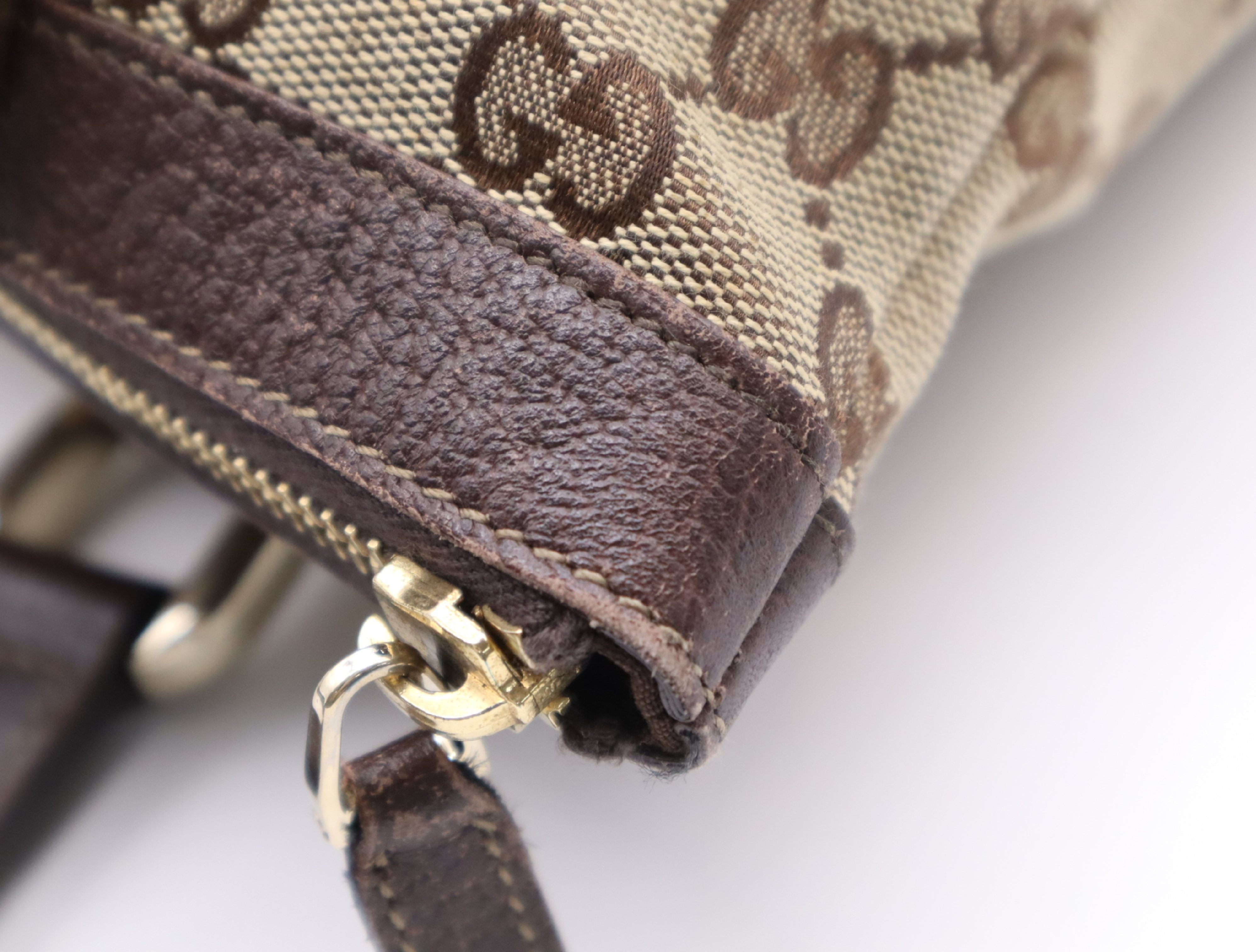 141471 Canvas x Leather GG Canvas Tote Bag Brown Gold Hardware with Dust Bag — view 11