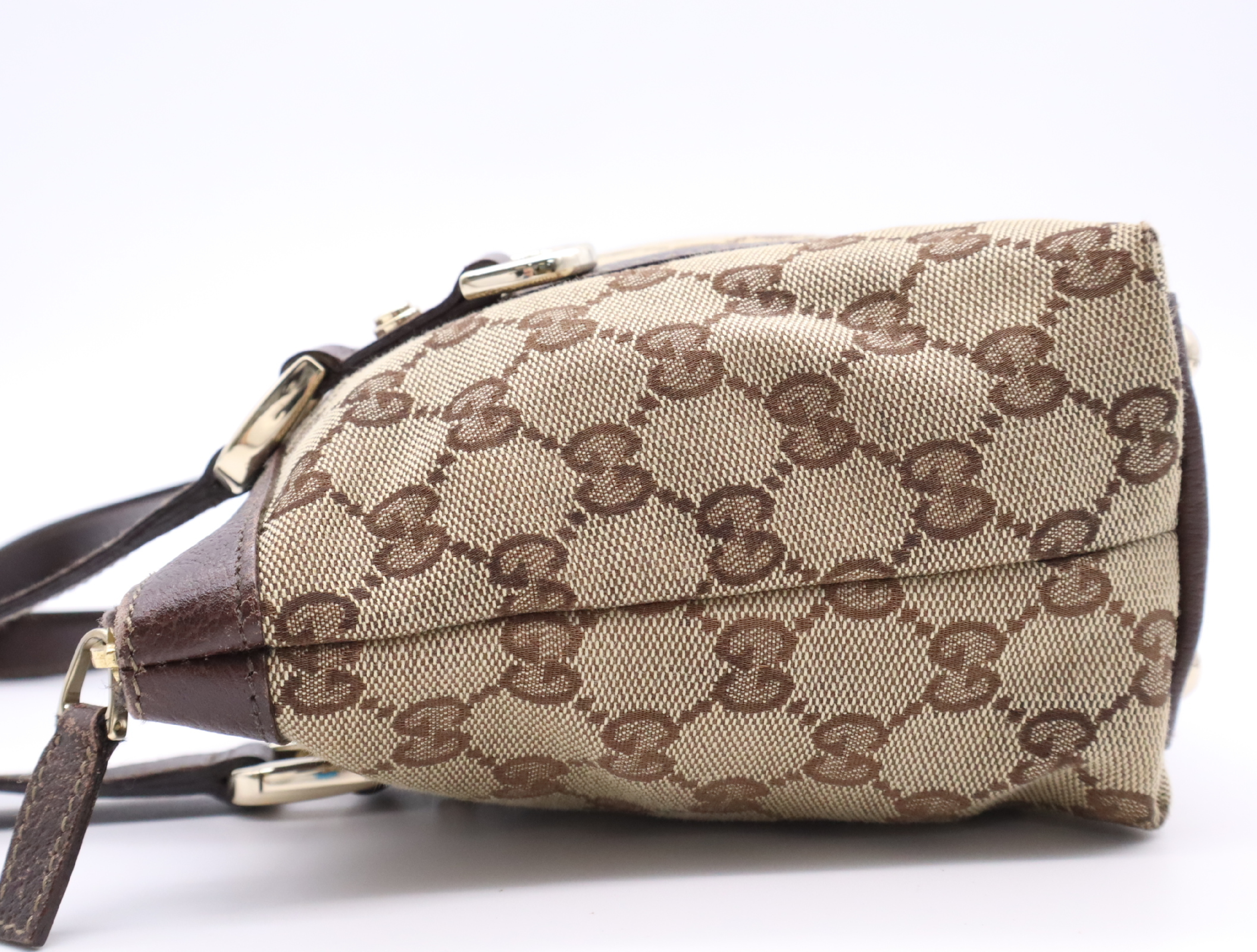 141471 Canvas x Leather GG Canvas Tote Bag Brown Gold Hardware with Dust Bag — view 3