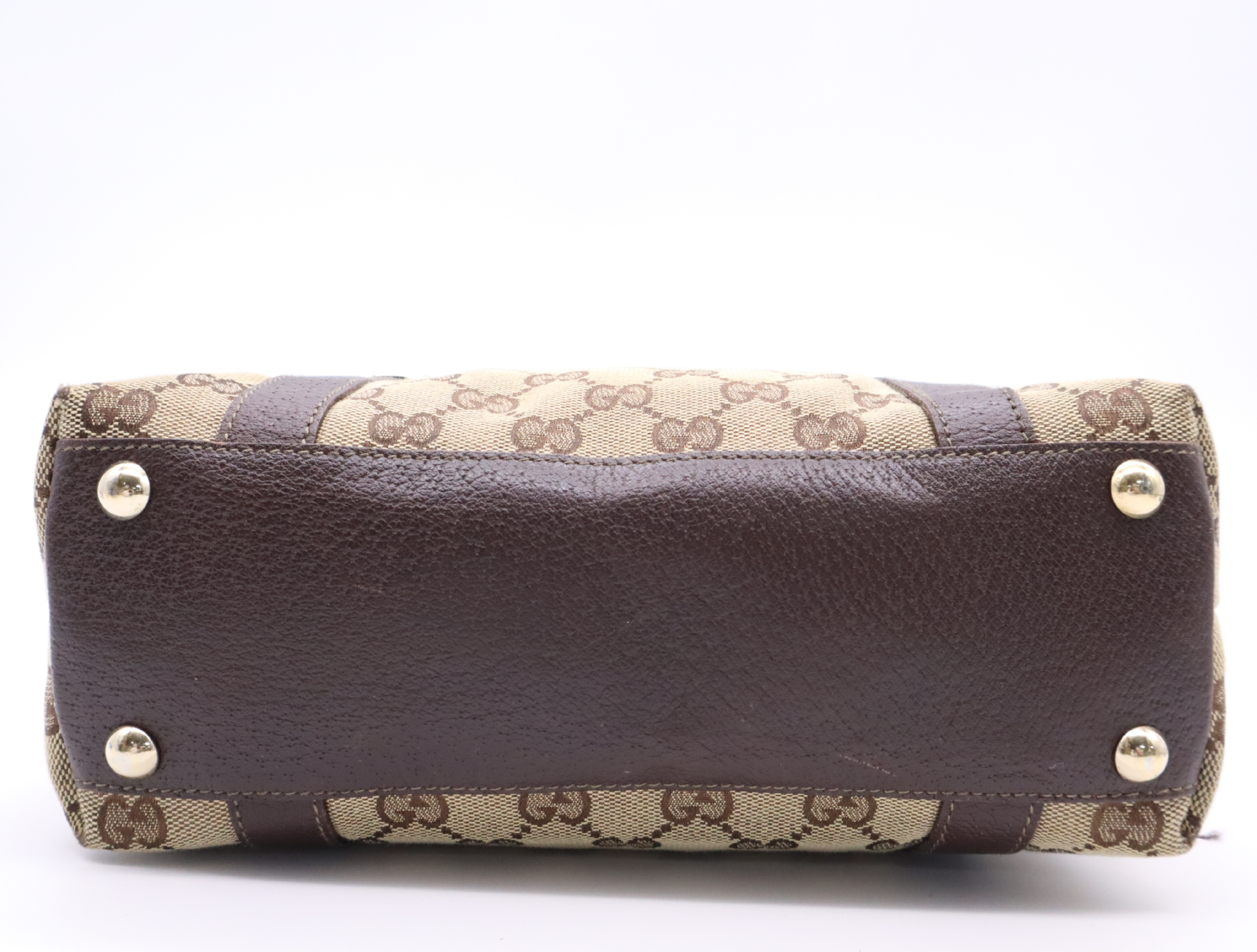 141471 Canvas x Leather GG Canvas Tote Bag Brown Gold Hardware with Dust Bag — view 4