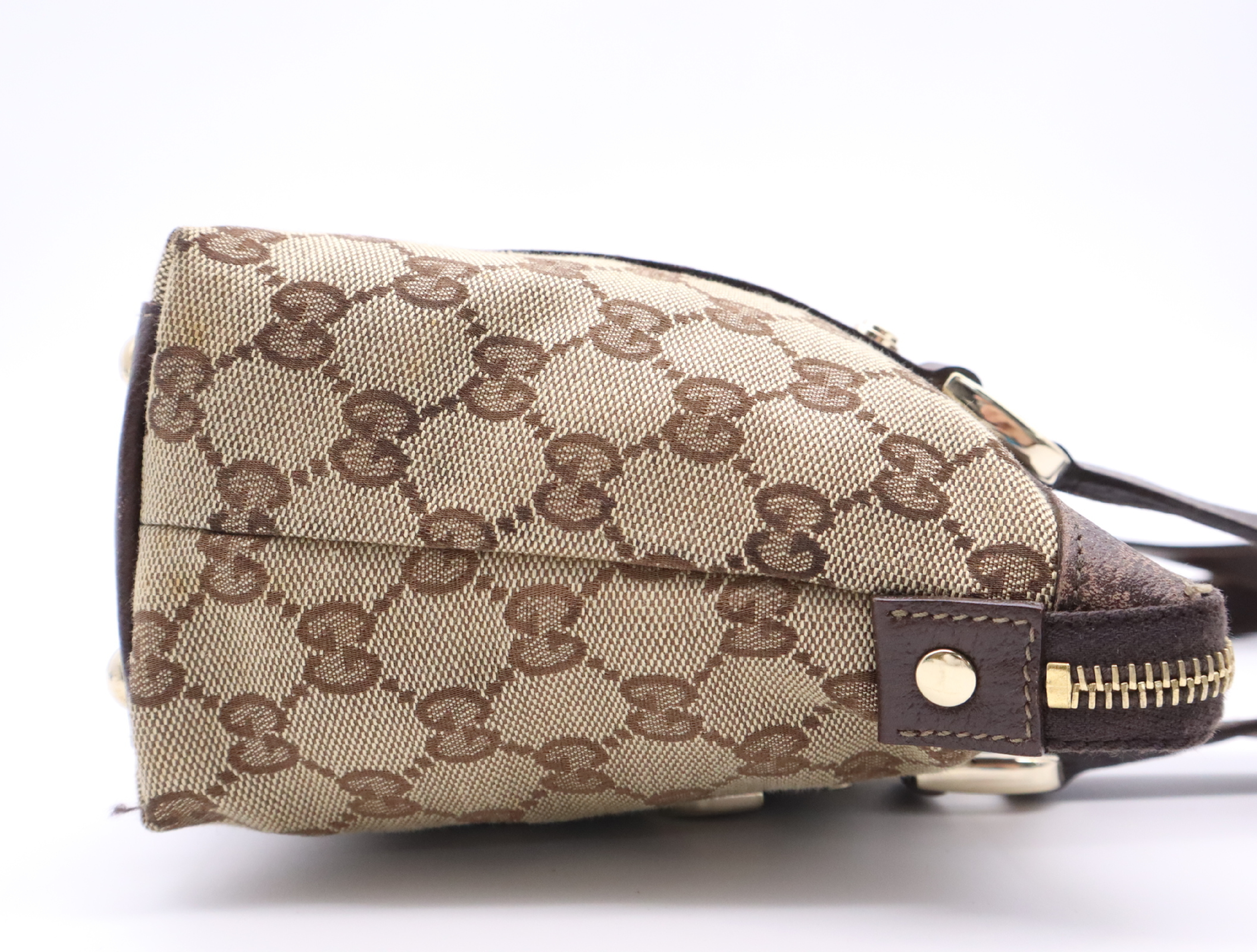 141471 Canvas x Leather GG Canvas Tote Bag Brown Gold Hardware with Dust Bag — view 5