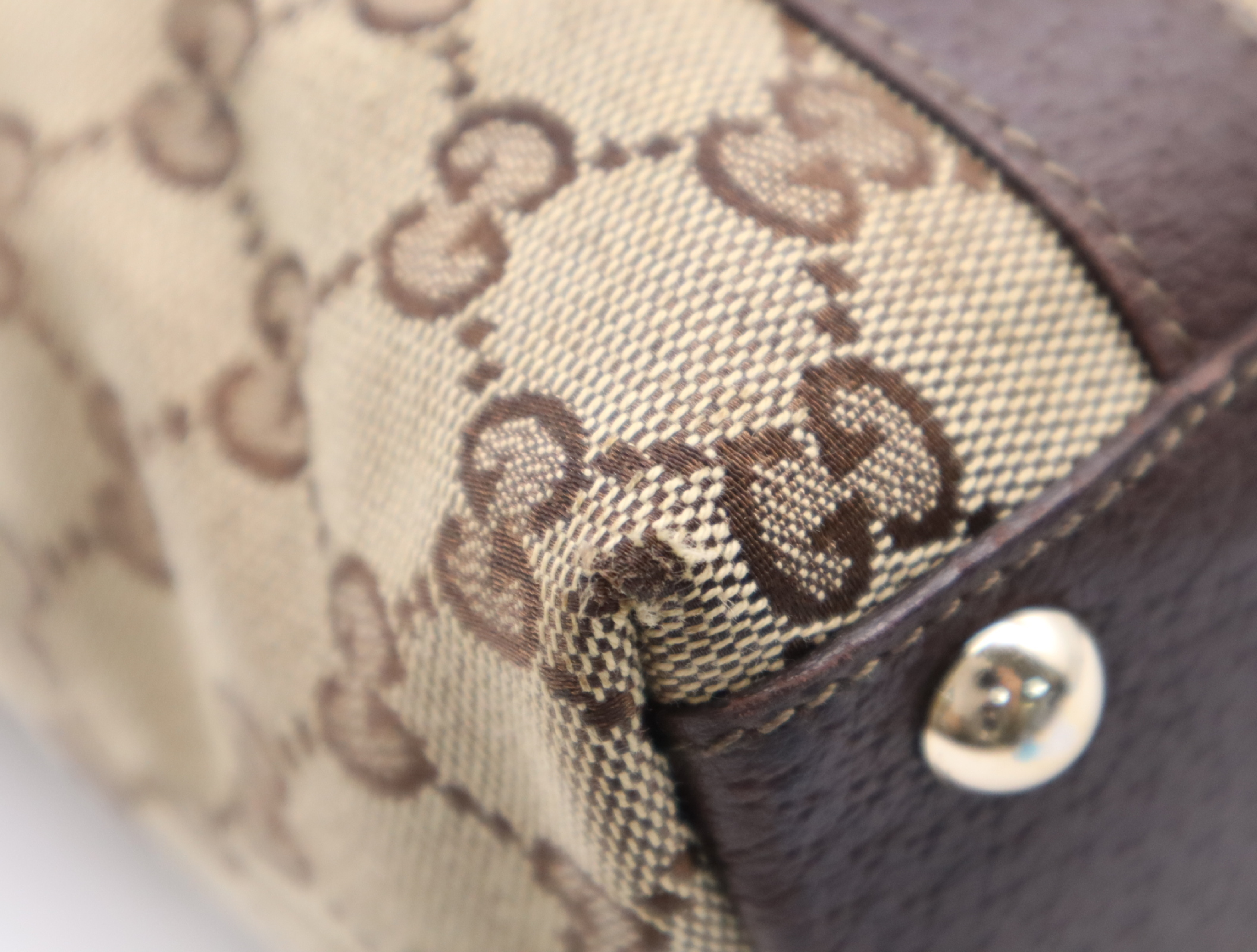 141471 Canvas x Leather GG Canvas Tote Bag Brown Gold Hardware with Dust Bag — view 6