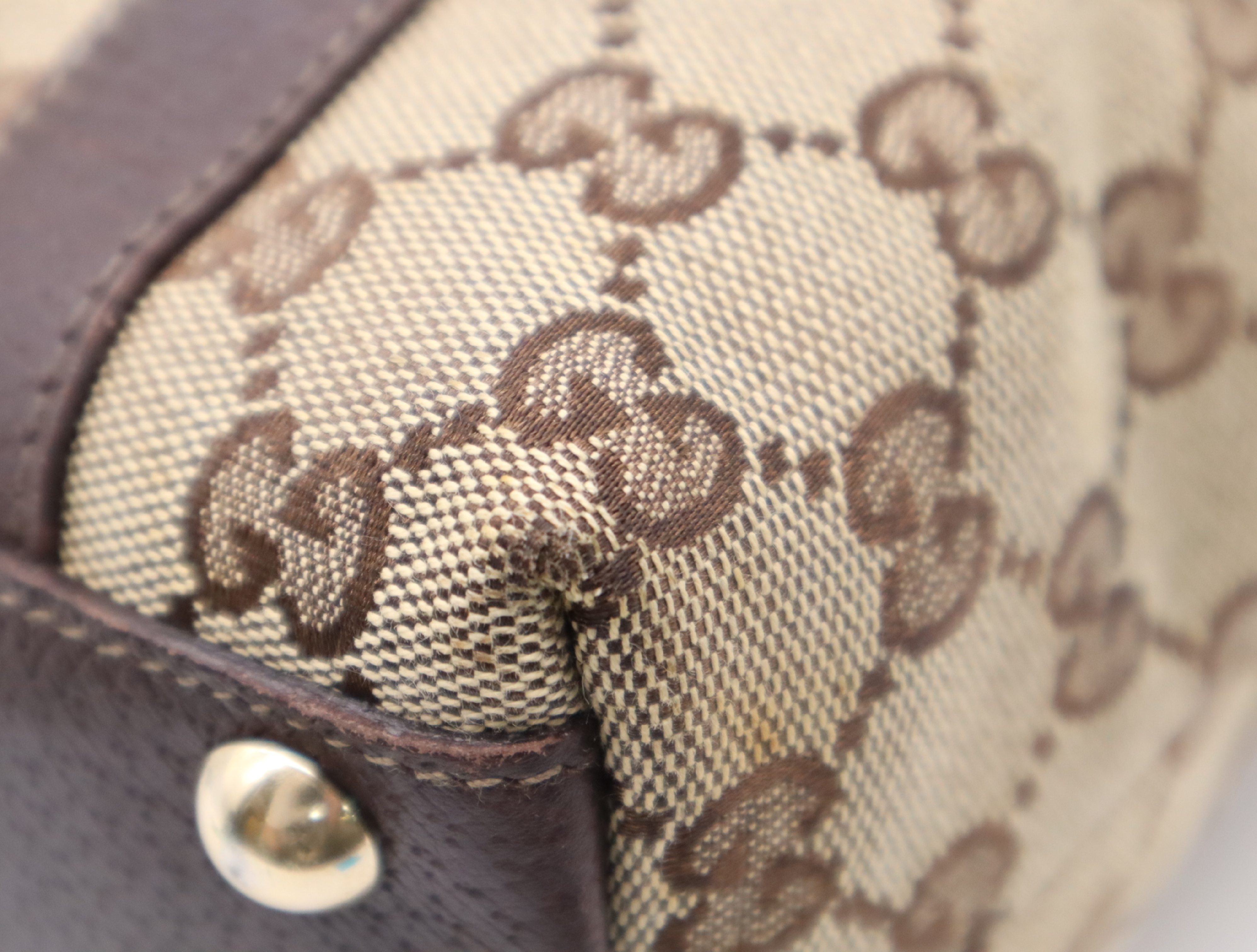 141471 Canvas x Leather GG Canvas Tote Bag Brown Gold Hardware with Dust Bag — view 7