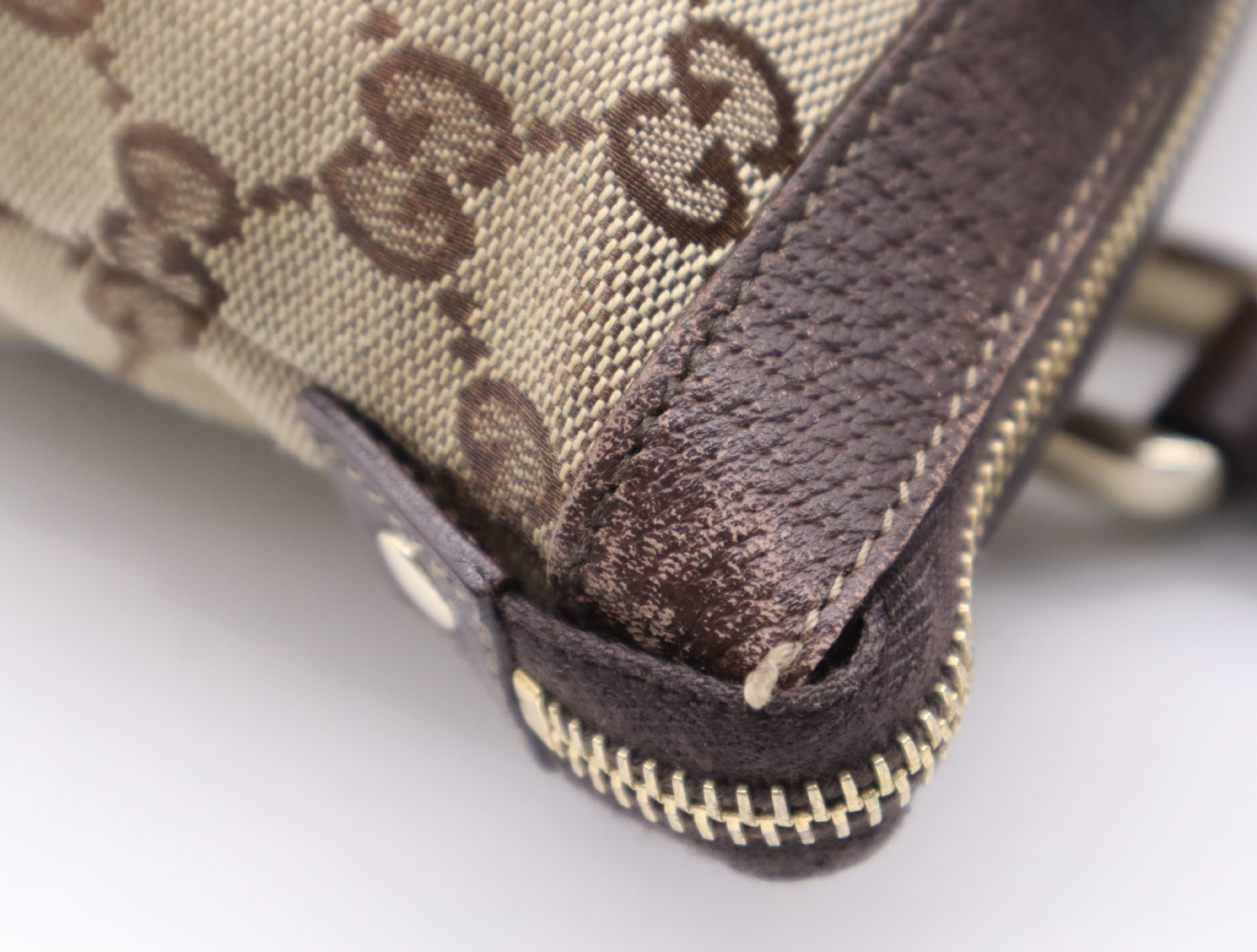 141471 Canvas x Leather GG Canvas Tote Bag Brown Gold Hardware with Dust Bag — view 8