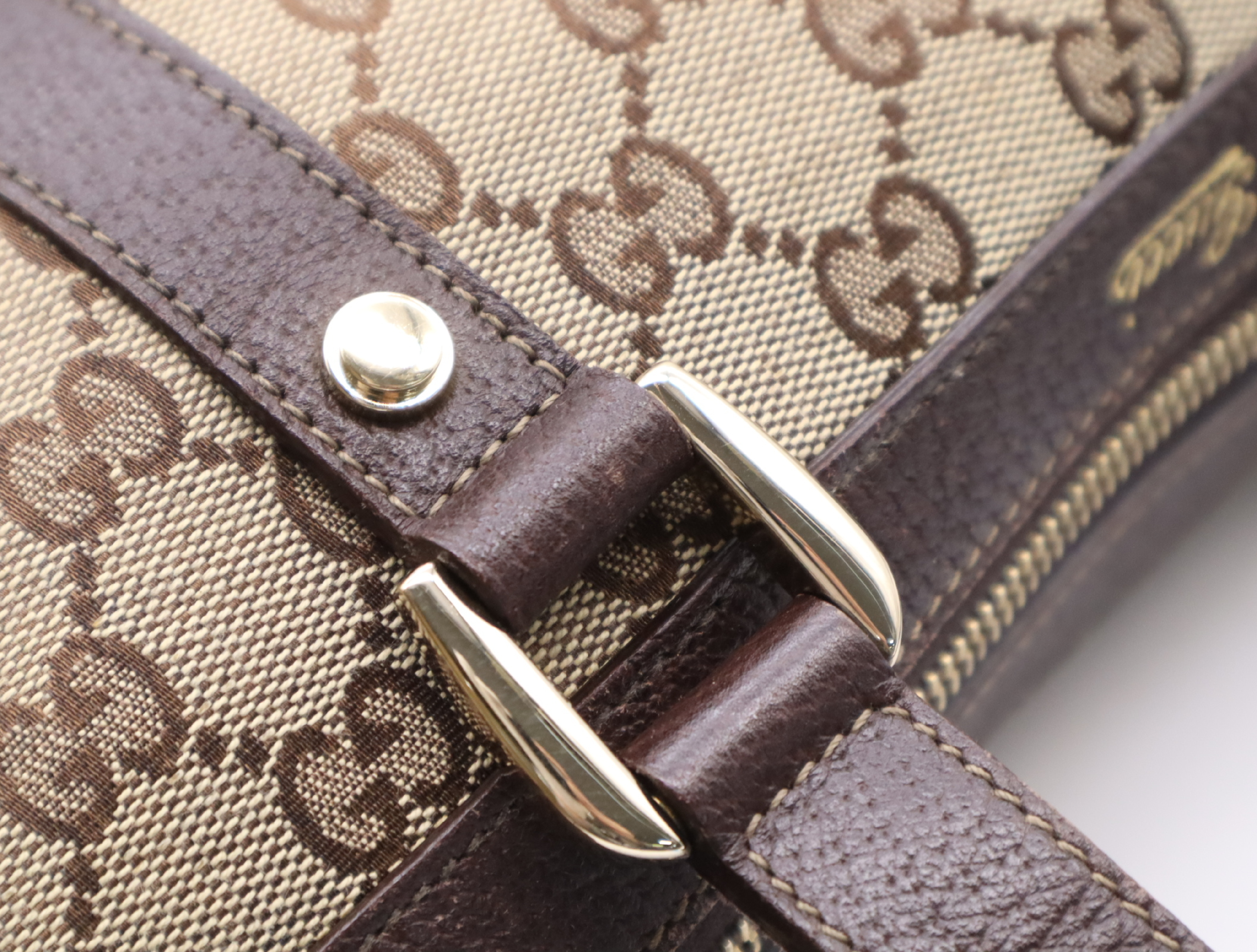 141471 Canvas x Leather GG Canvas Tote Bag Brown Gold Hardware with Dust Bag — view 9