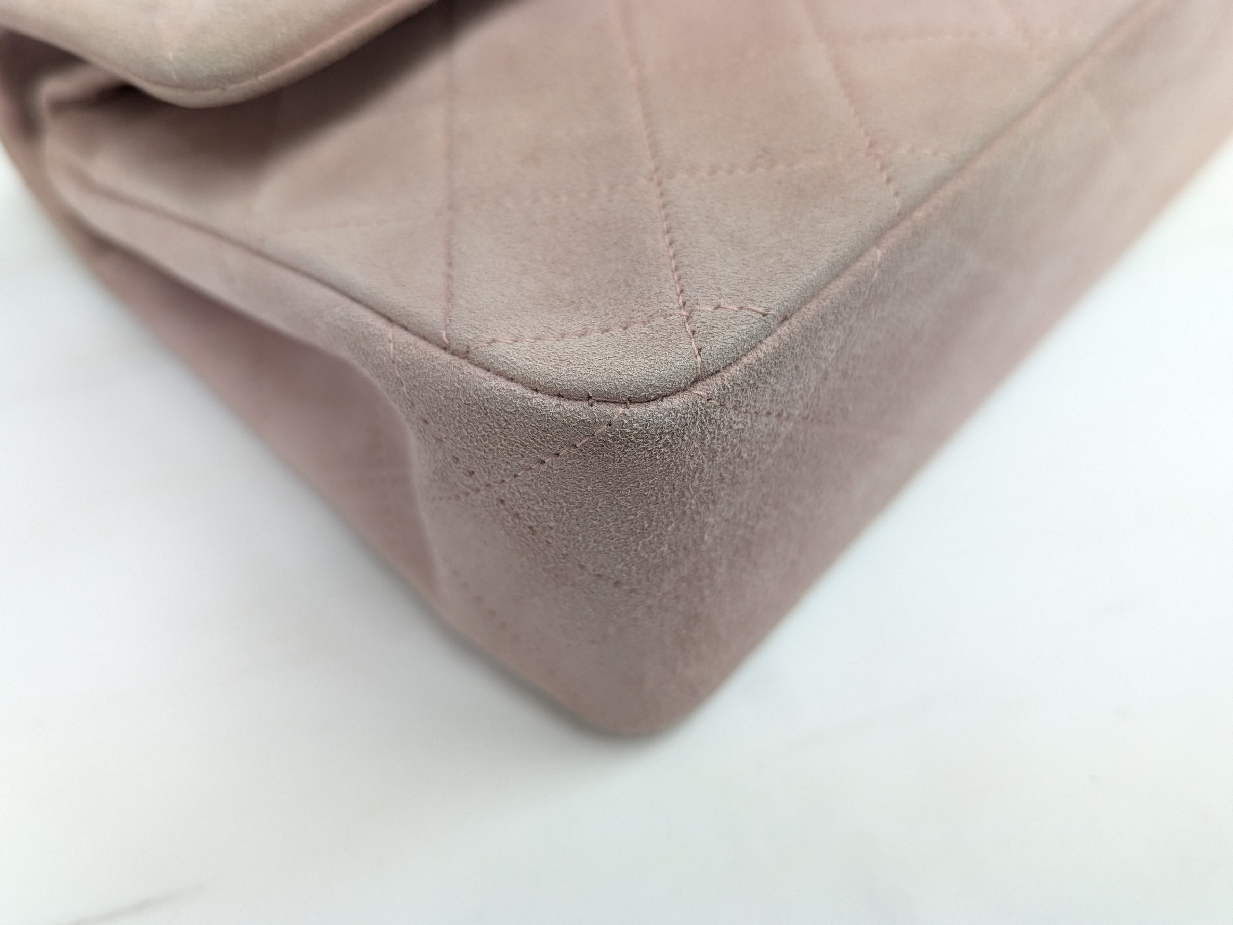 Suede Double Flap Shoulder Bag, Size 23, Pink, Series 2 — view 3
