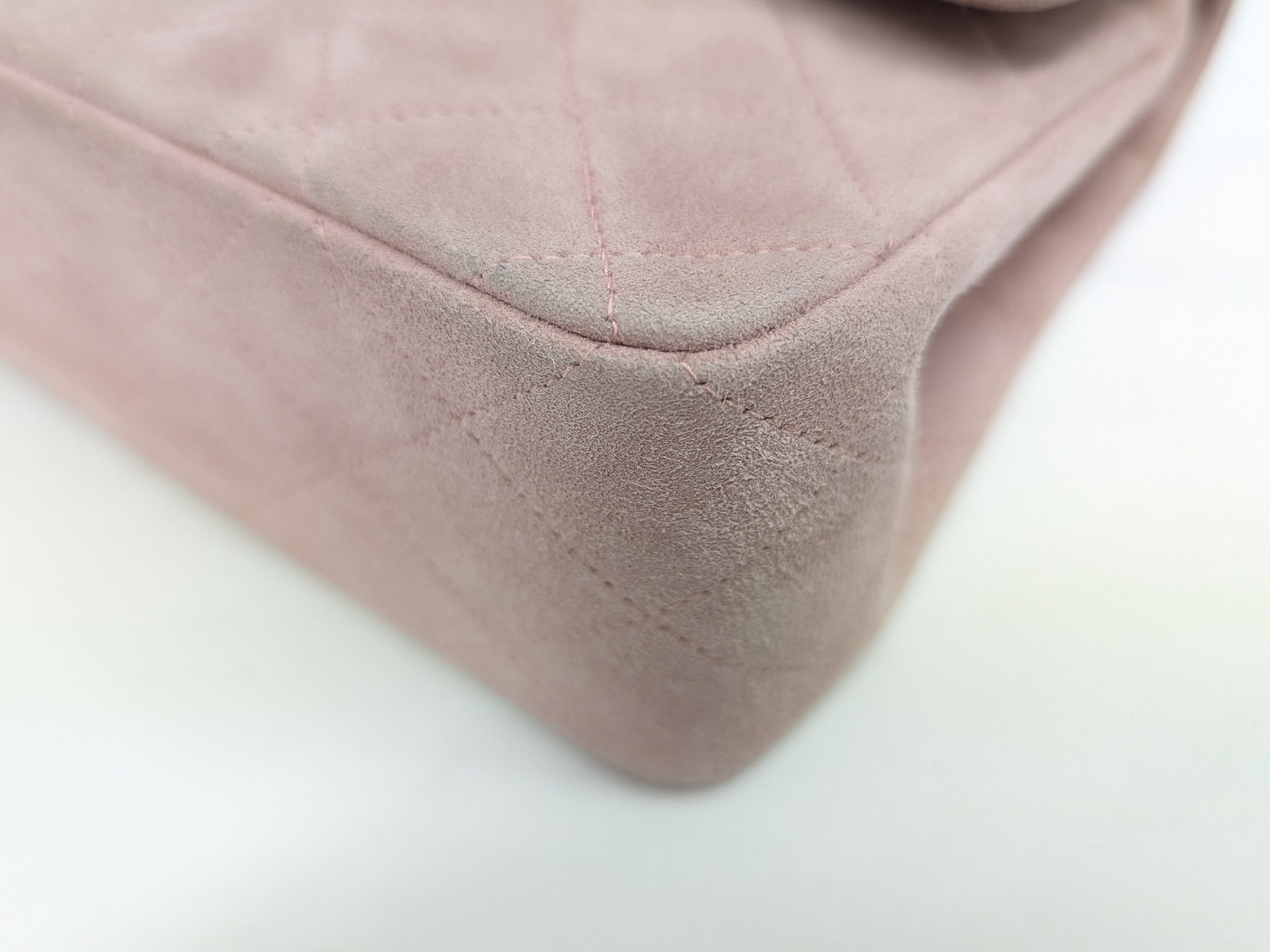 Suede Double Flap Shoulder Bag, Size 23, Pink, Series 2 — view 4