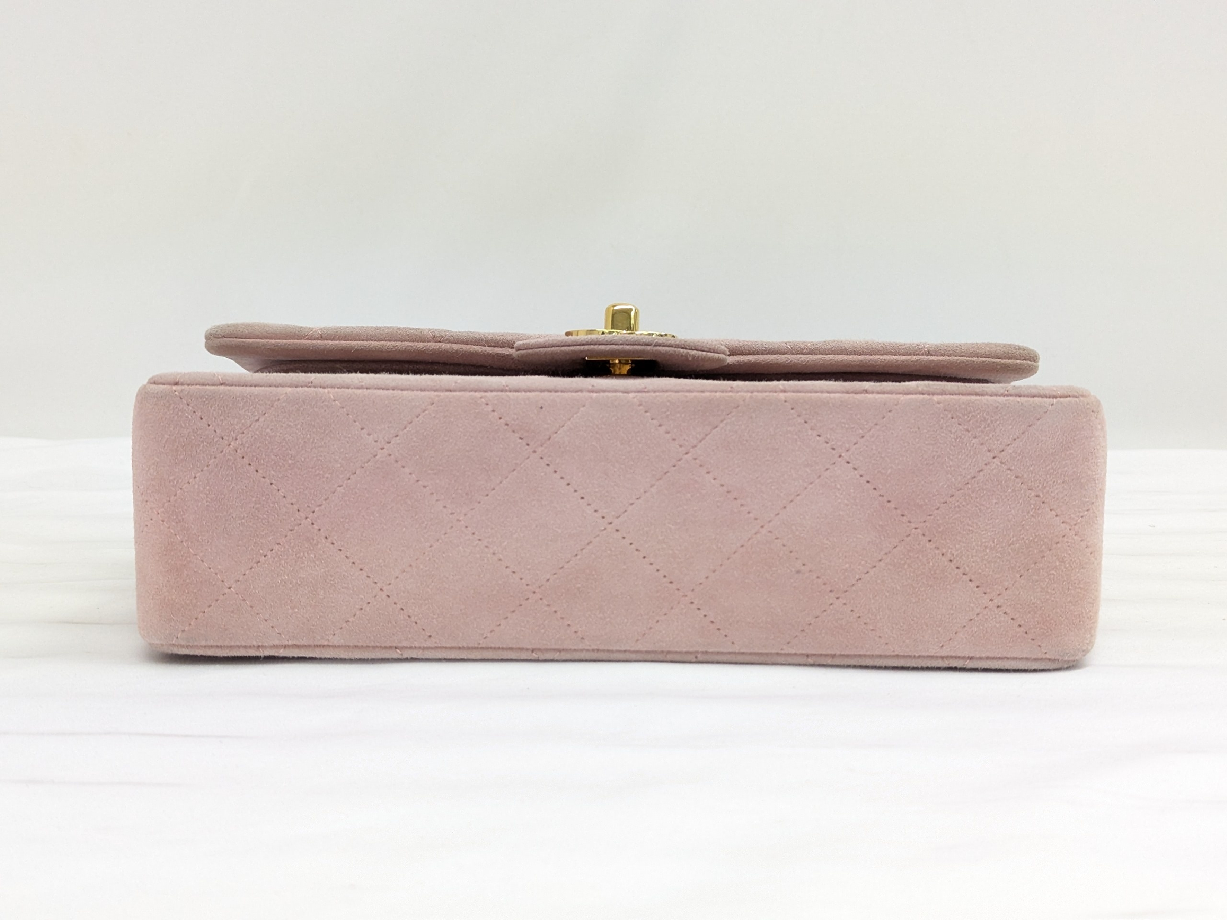 Suede Double Flap Shoulder Bag, Size 23, Pink, Series 2 — view 5