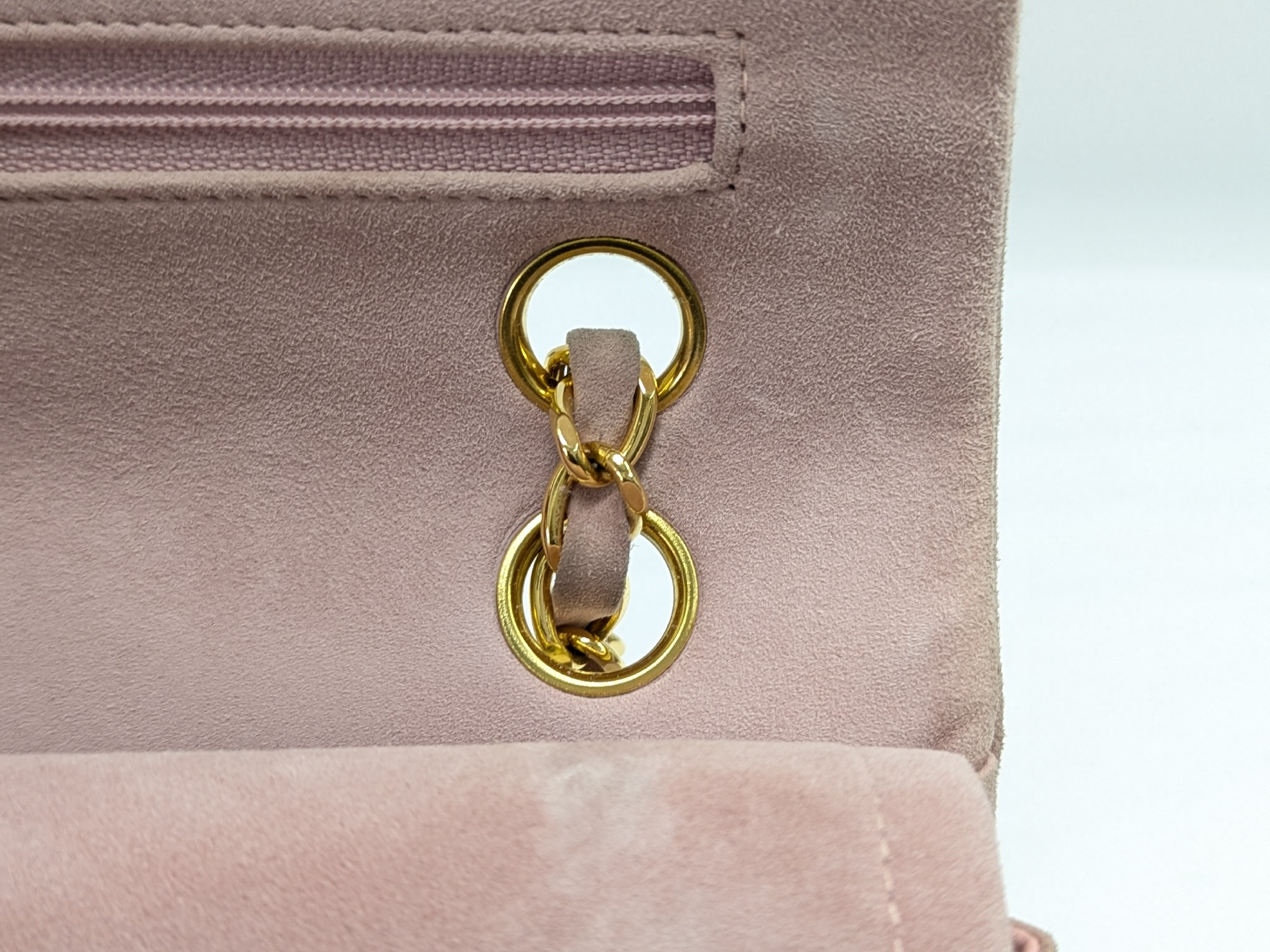Suede Double Flap Shoulder Bag, Size 23, Pink, Series 2 — view 8