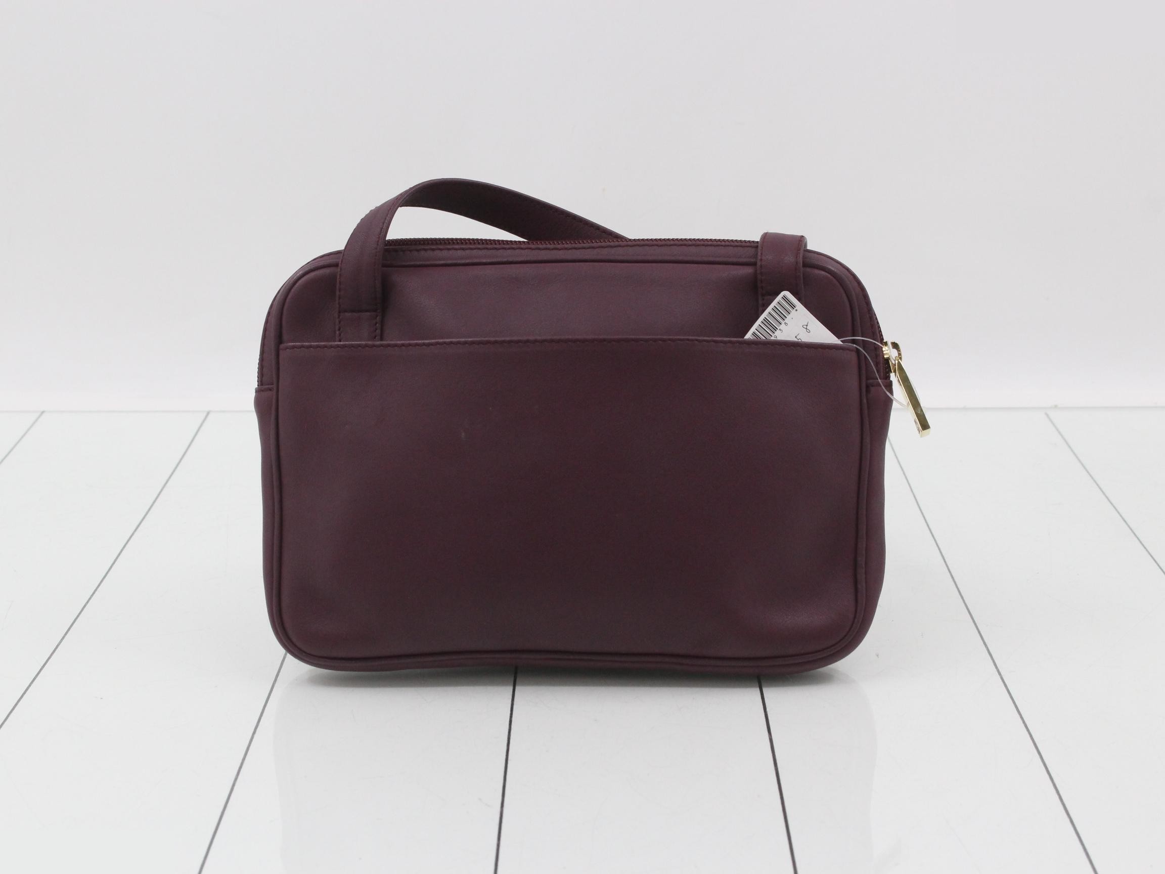 Anagram Shoulder Bag, Bordeaux Suede Leather — view 2