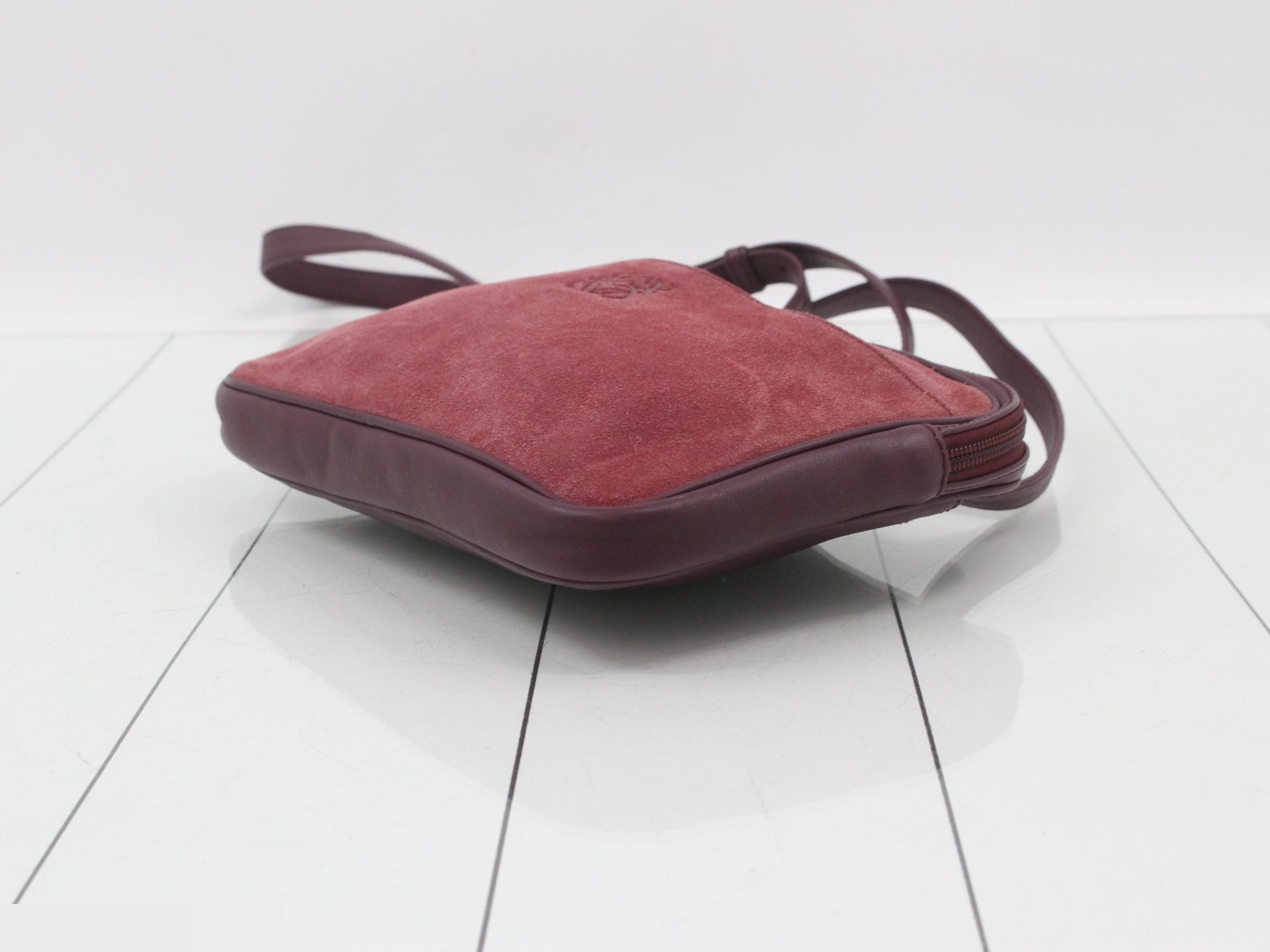 Anagram Shoulder Bag, Bordeaux Suede Leather — view 6